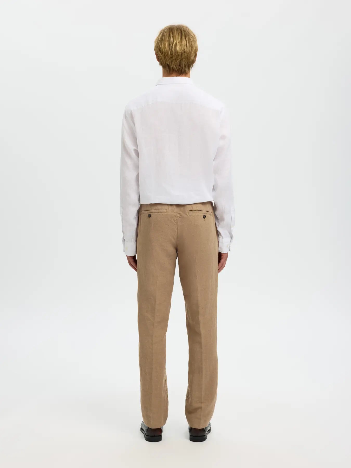 byxor pants leroy straight selected homme linne linen linnebyxor linen pants linne byxor caribou sand beige brown khaki
