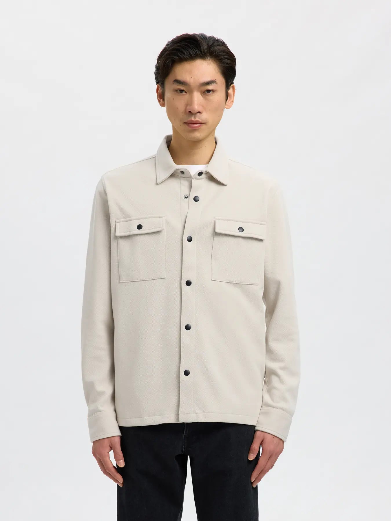 overshirt jackie sweat överskjorta selected homme oatmeal beige sand fri frakt stenungsund