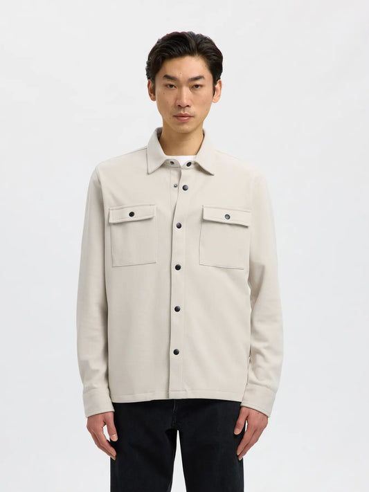 overshirt jackie sweat överskjorta selected homme oatmeal beige sand fri frakt stenungsund
