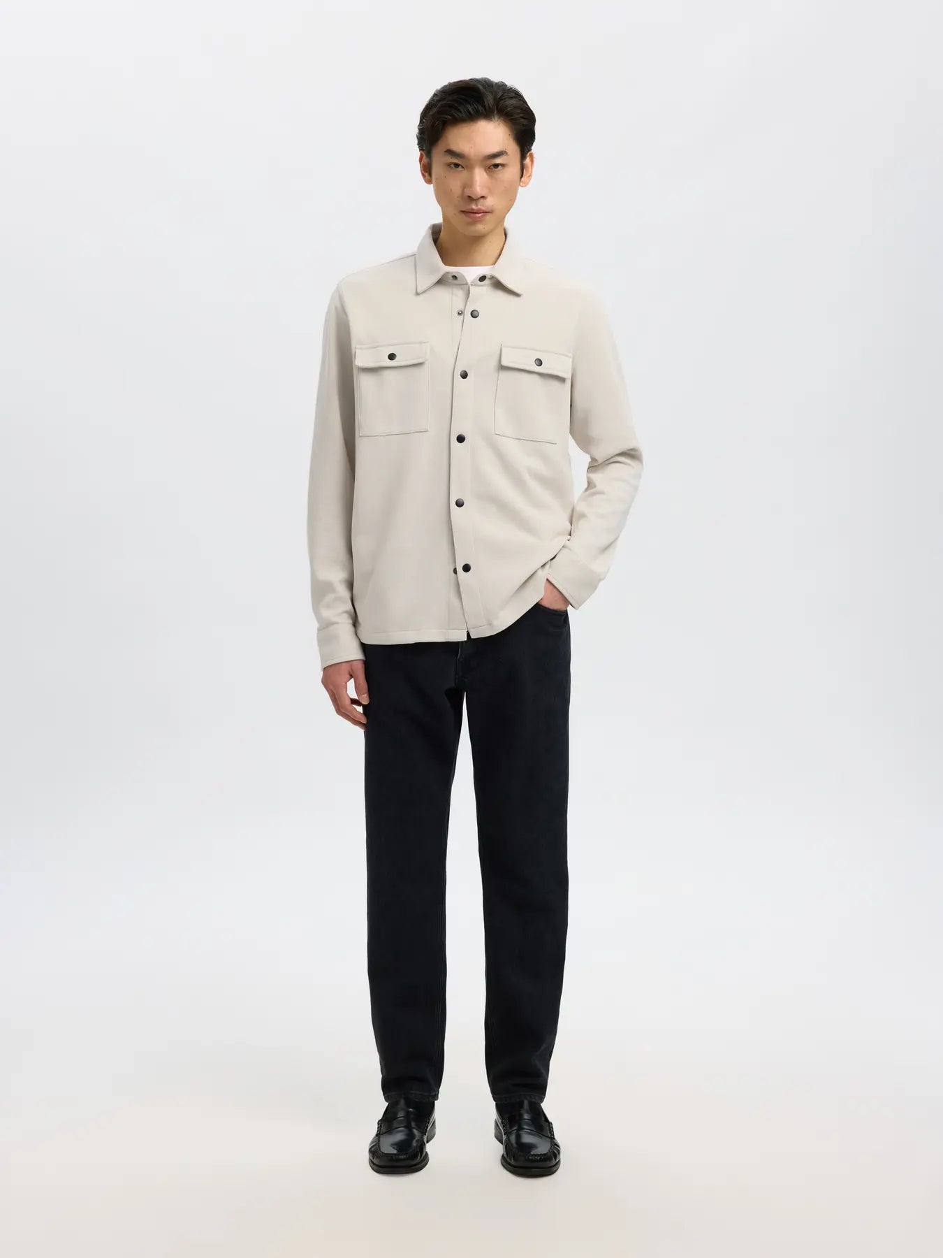 overshirt jackie sweat överskjorta selected homme oatmeal beige sand fri frakt stenungsund