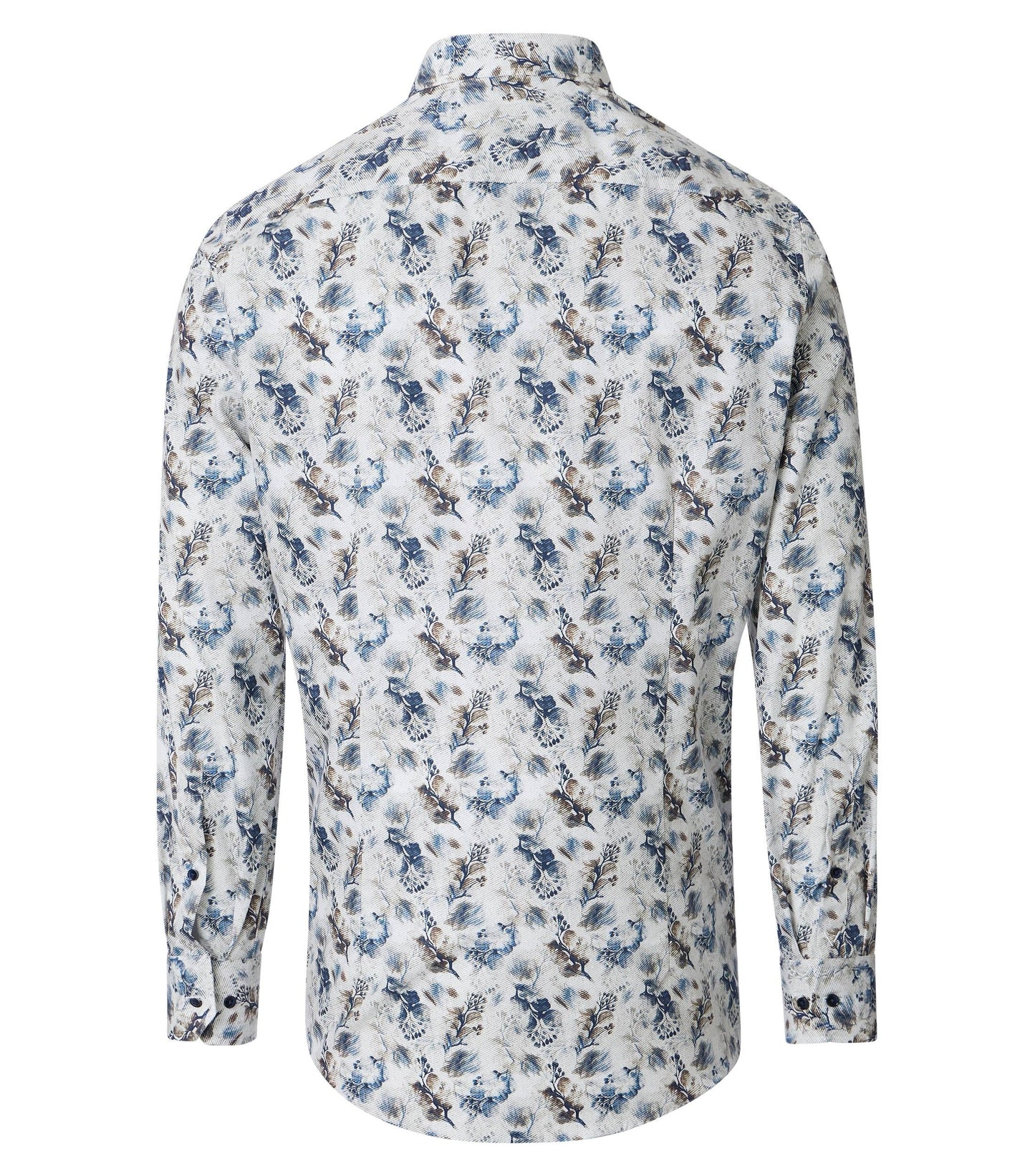 skjorta shirt venti modern fit regular fit flowers blommor aop vit blå brun white navy brown fri frakt stenungsund