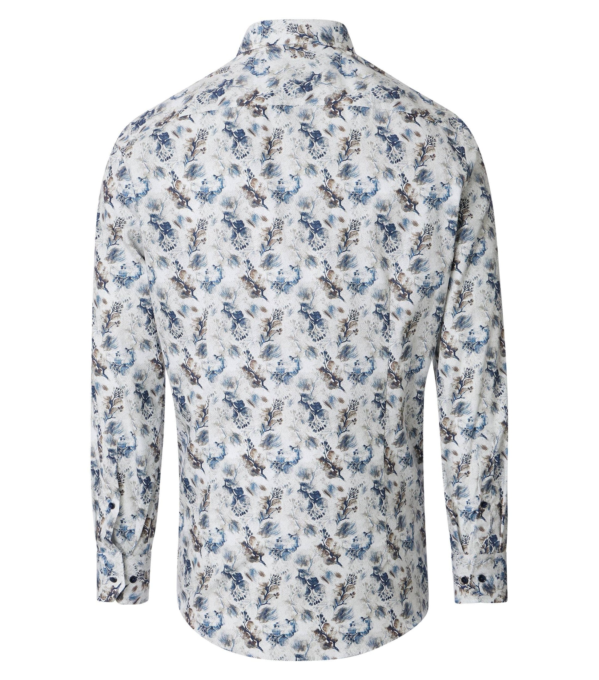 skjorta shirt venti modern fit regular fit flowers blommor aop vit blå brun white navy brown fri frakt stenungsund