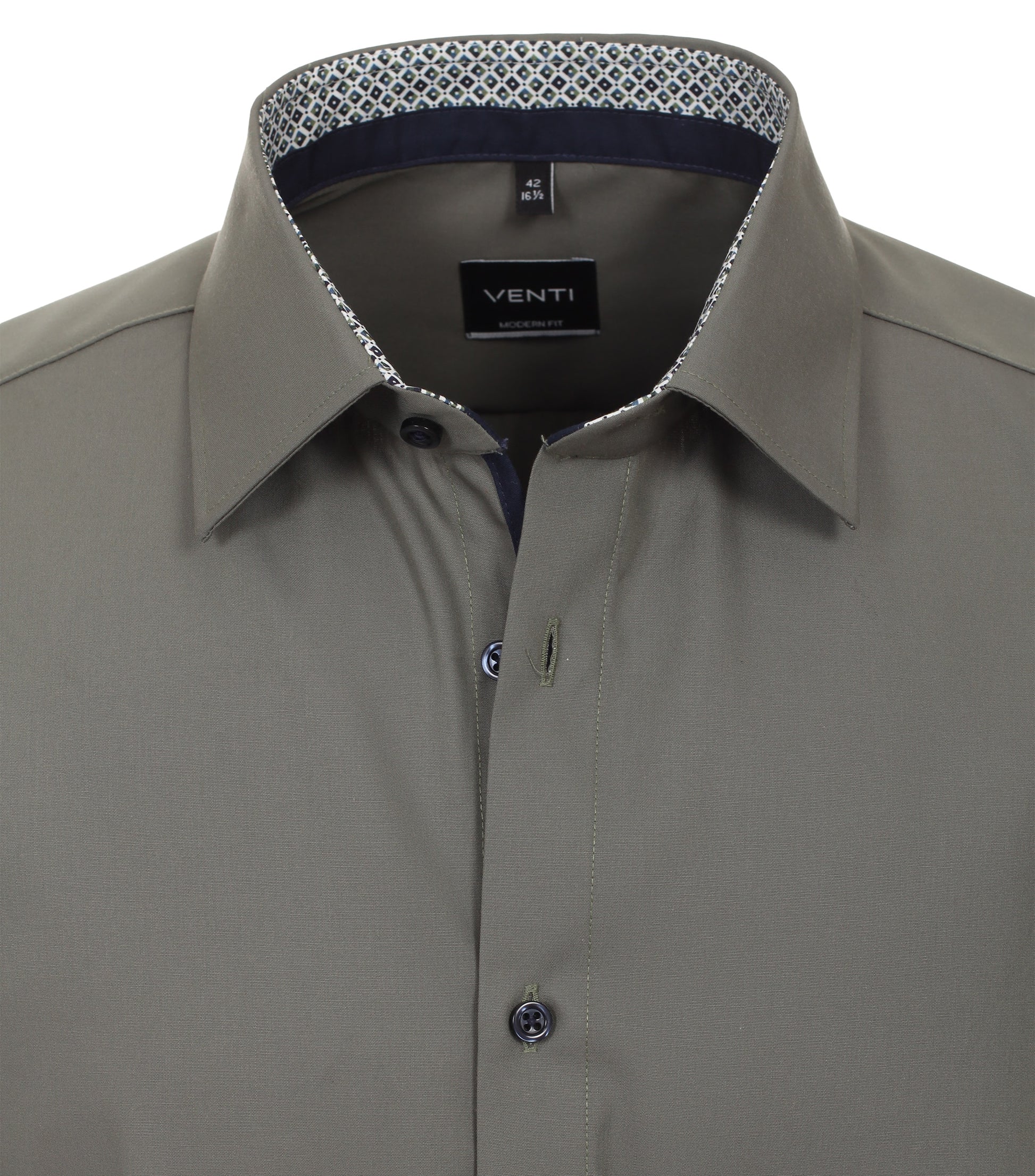 skjorta shirt venti modern fit contrast pattern green grön regular fit