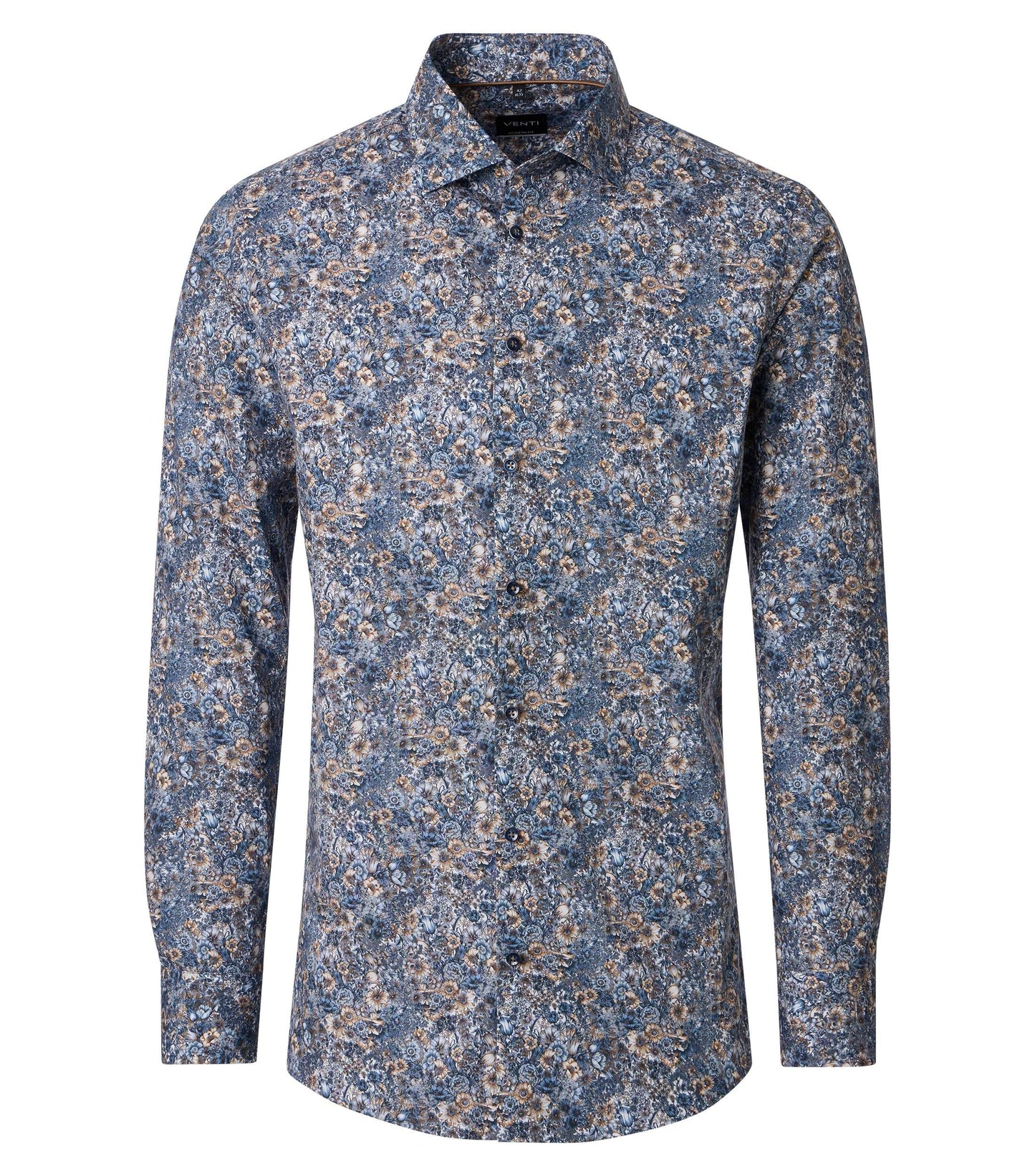 skjorta shirt venti casamoda modern fit regular fit fliers blommor aop print mönstrad skjorta kostym skjorta navy blue blå