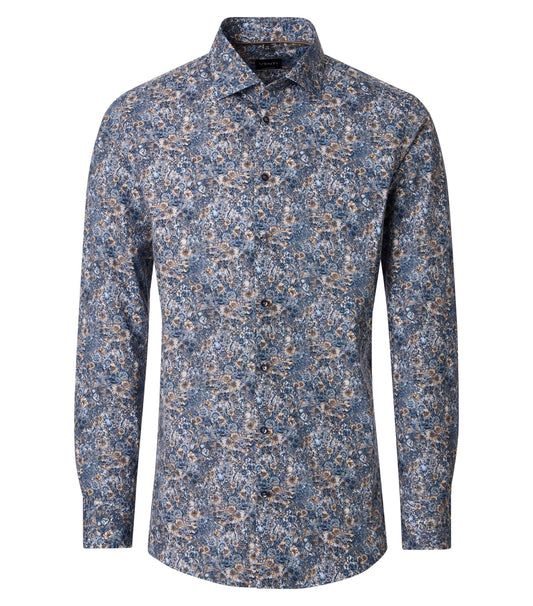 skjorta shirt venti casamoda modern fit regular fit fliers blommor aop print mönstrad skjorta kostym skjorta navy blue blå