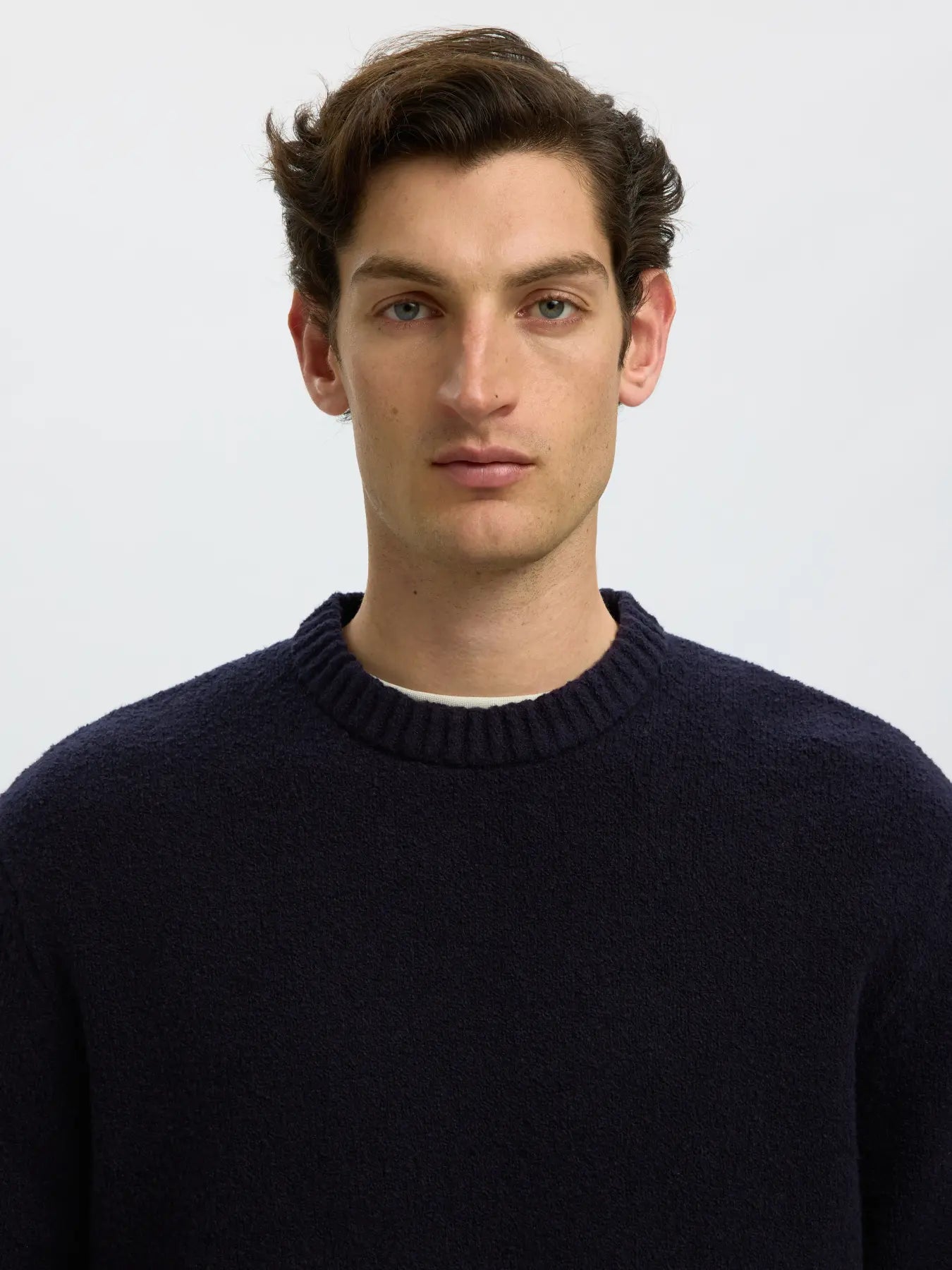 tröja selected homme alex knit crew neck sweater stickad navy blazer blue blå fri frakt stenungsund