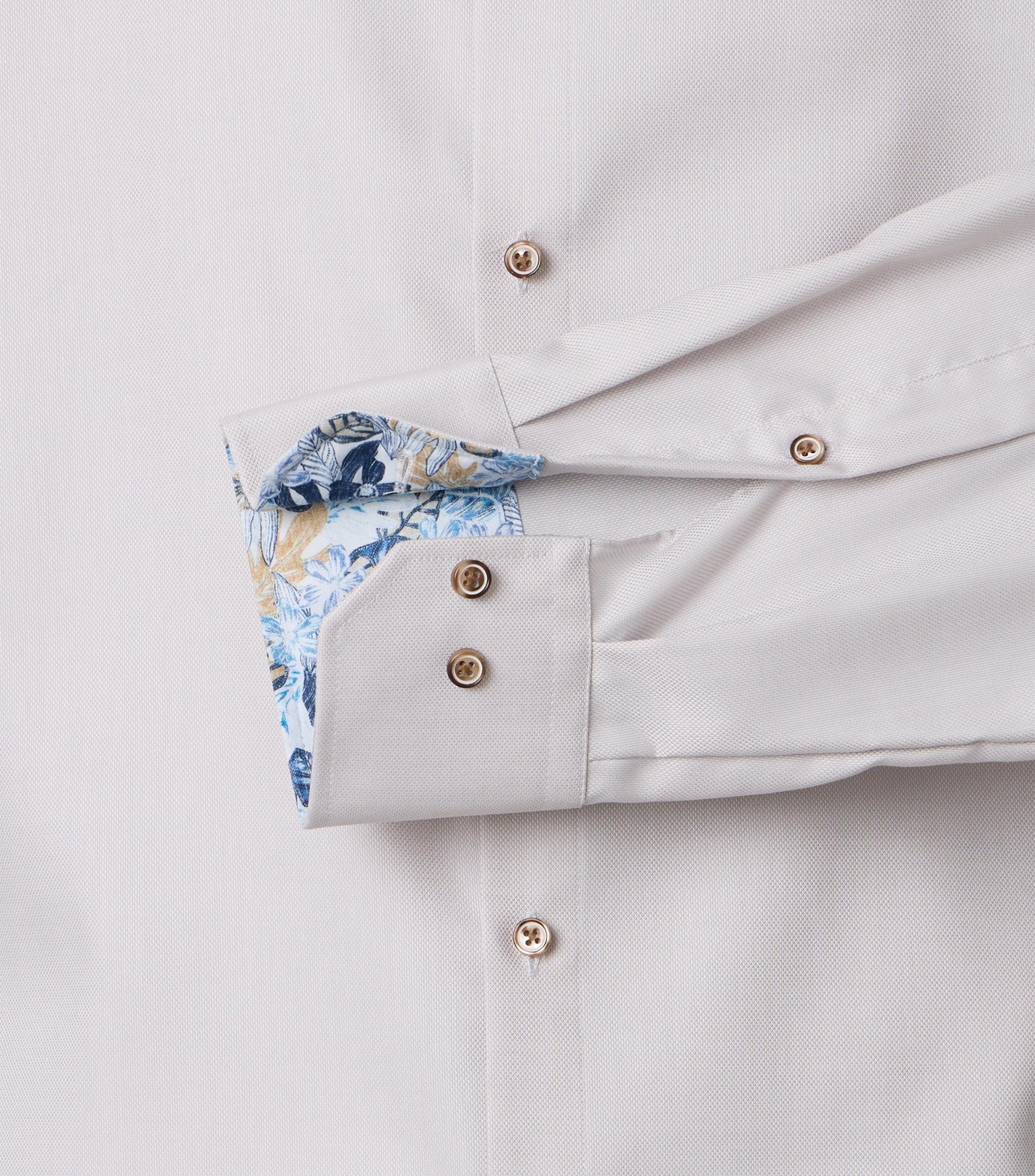 skjorta shirt venti casamoda modern fit regular fit beige sand contrast pattern kontrastmönster flowers blommor kostym skjorta