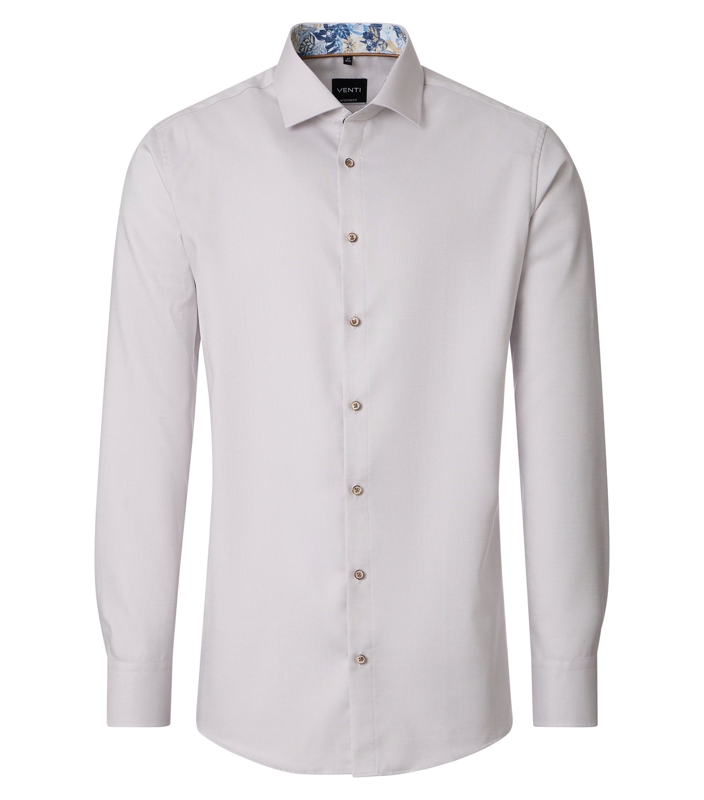 skjorta shirt venti casamoda modern fit regular fit beige sand contrast pattern kontrastmönster flowers blommor kostym skjorta