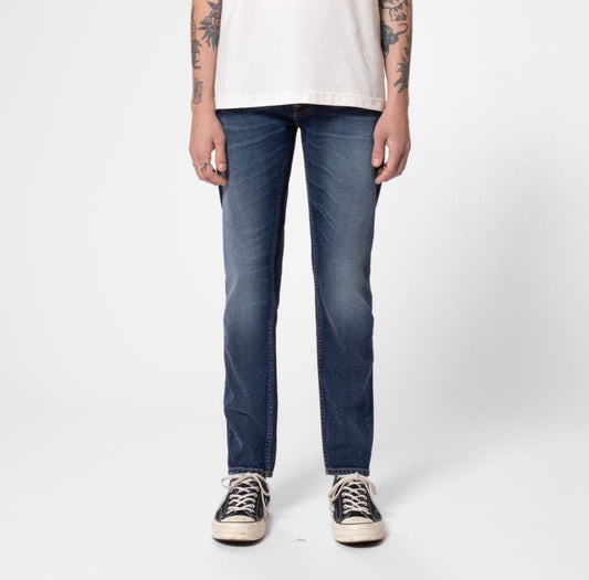lean dean troubled sea nudie jeans nudiejeans denim stretch slim fit tapered fit 