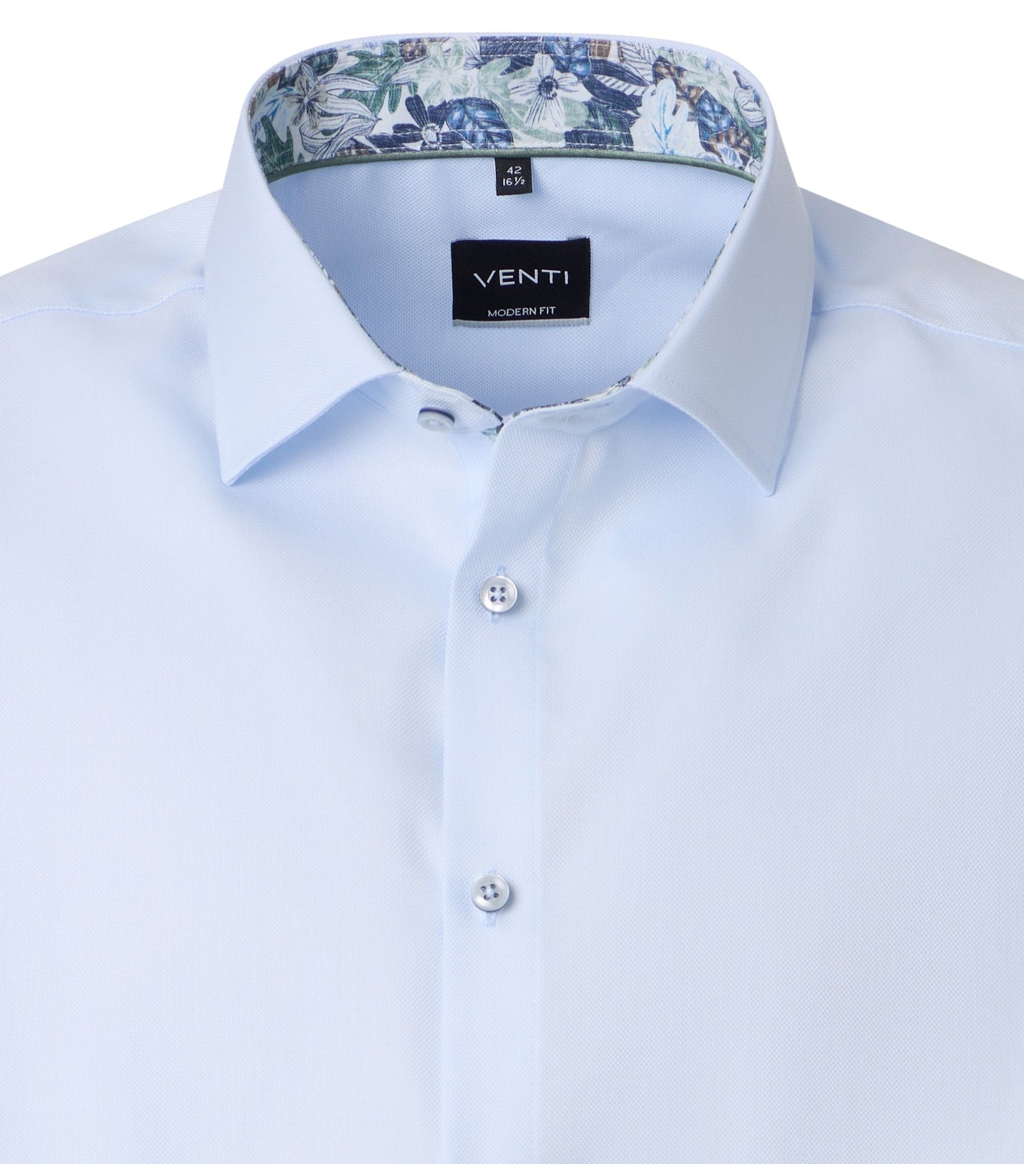 skjorta shirt venti modern fit regular fit ljus blå light blue contrast pattern kontrast tyg blommor flowers