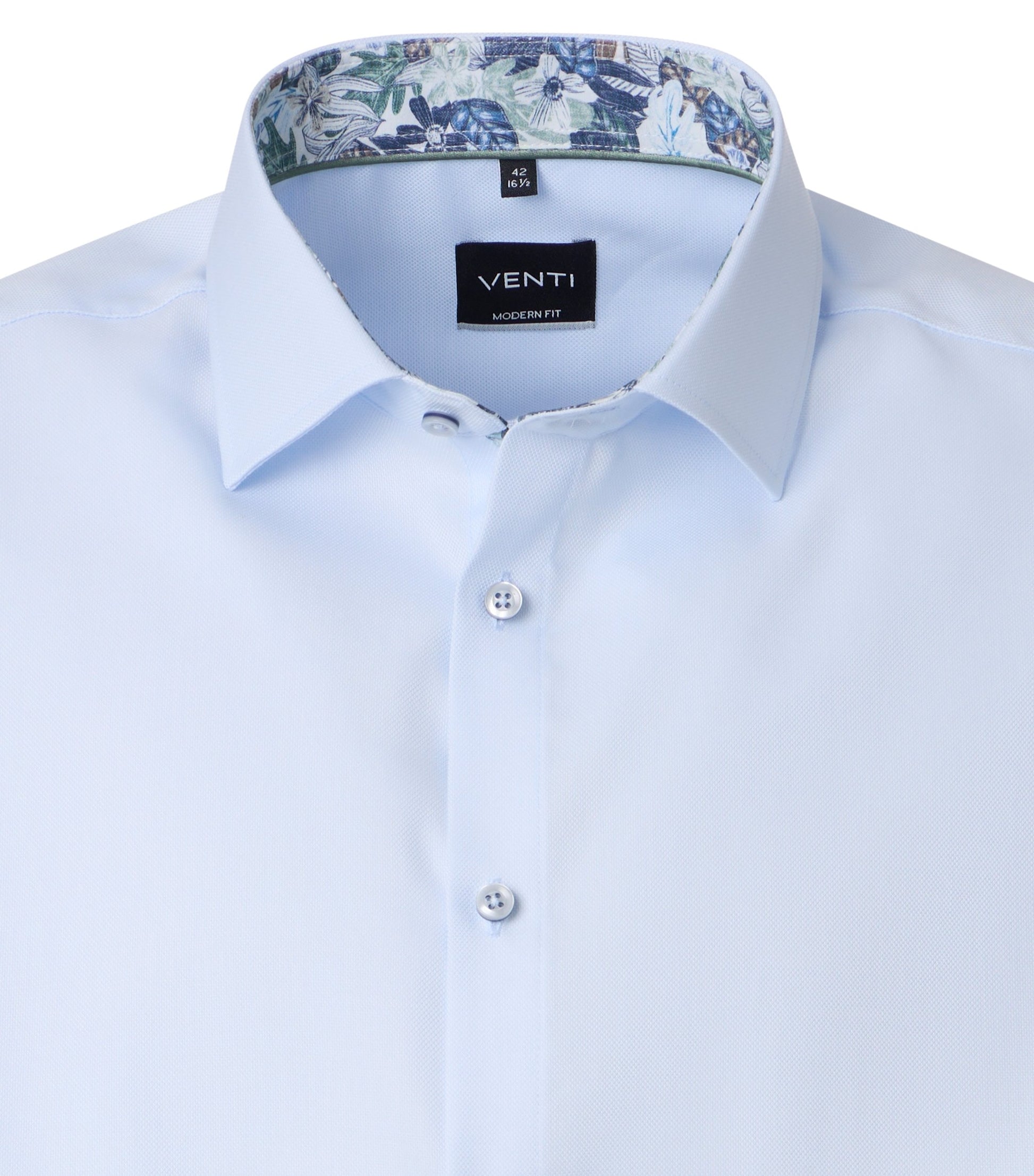 skjorta shirt venti modern fit regular fit ljus blå light blue contrast pattern kontrast tyg blommor flowers