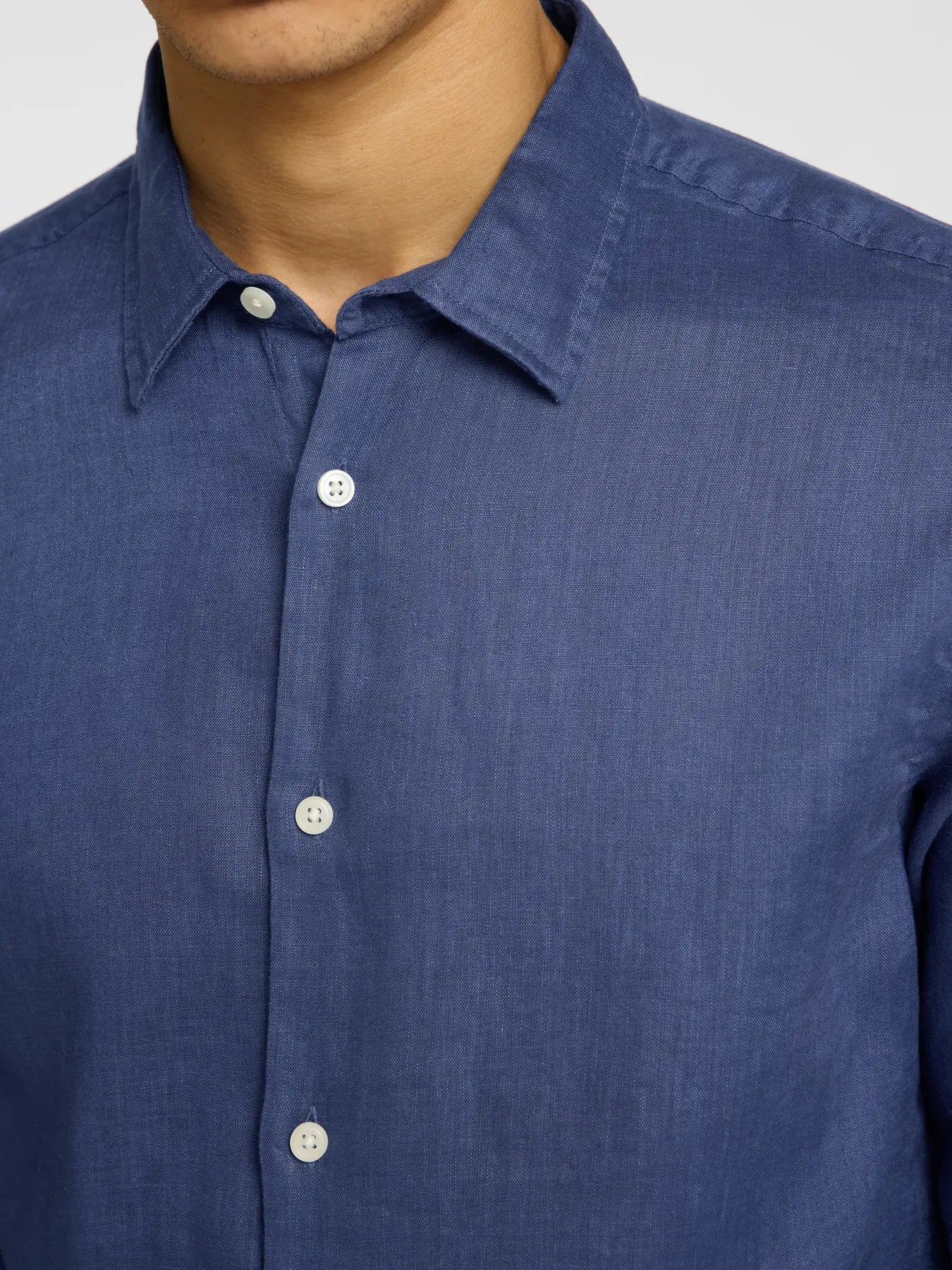 skjorta linne linen selected homme kylian linnes kjorta linen shirt sommar skjorta oceana blue blå