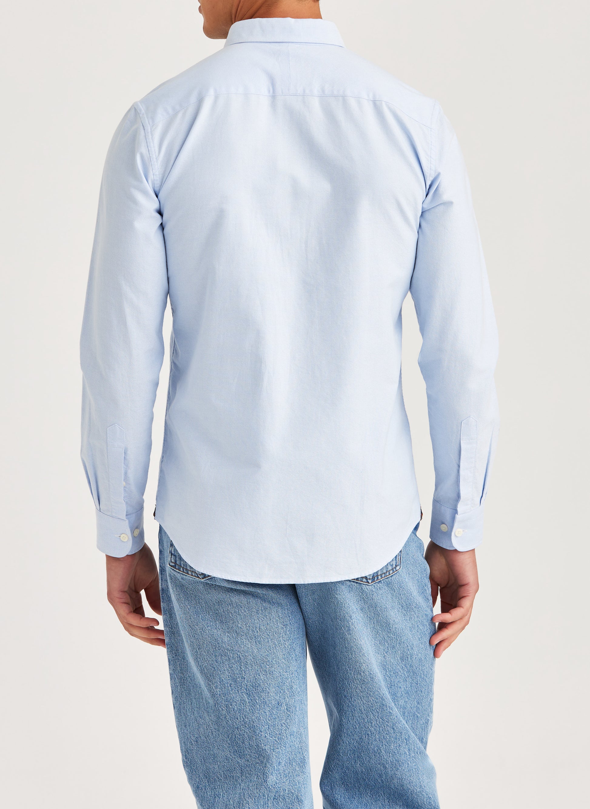 skjorta shirt morris oxford button down shirt bomull light blue ljusblå