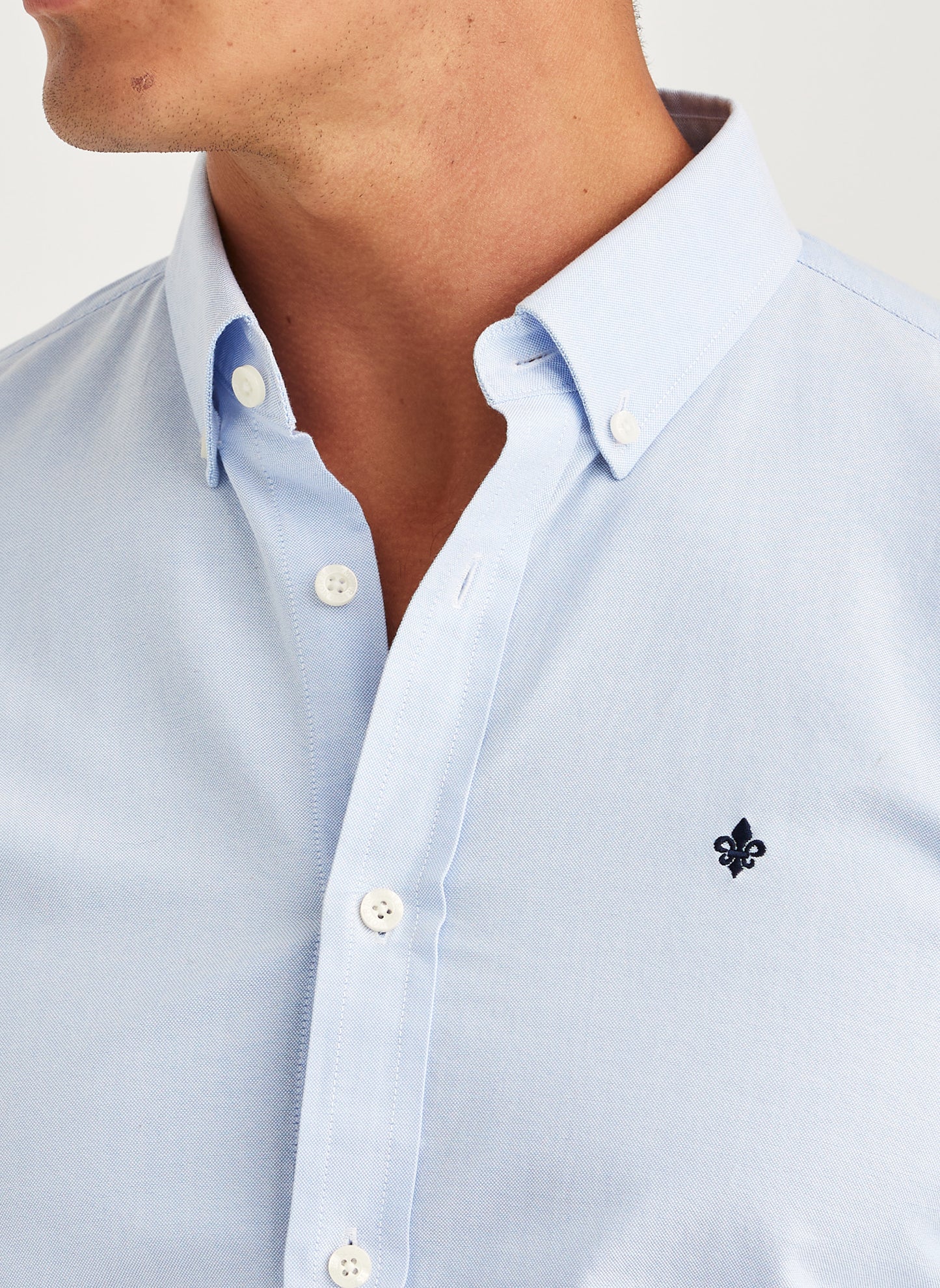 skjorta shirt morris oxford button down shirt bomull light blue ljusblå