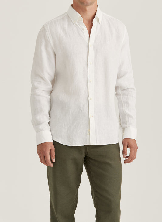 linne skjorta douglas linen shirt linne morris button down sommar sval vit white