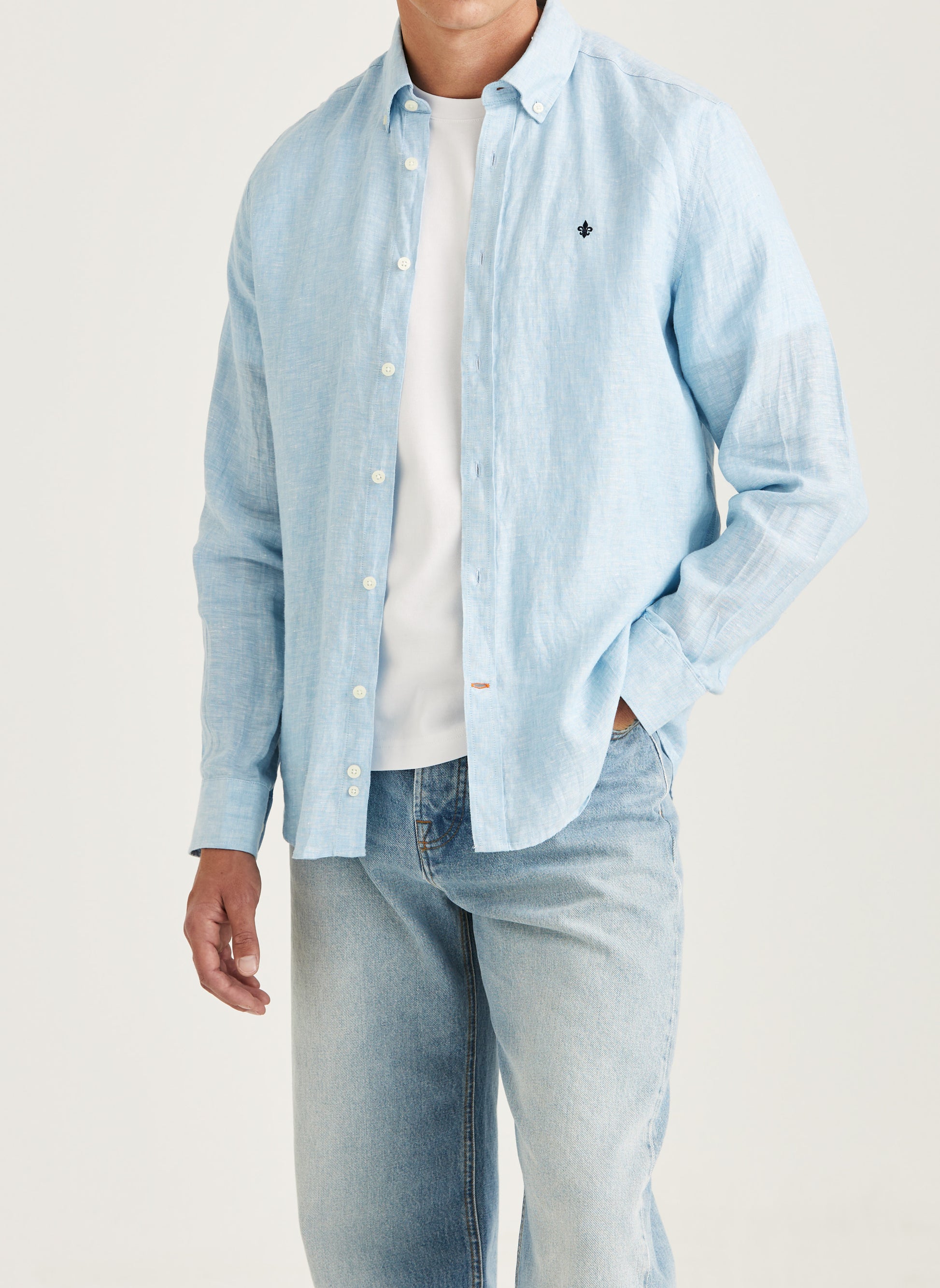 linne skjorta douglas linen shirt linne morris button down sommar blue light blue blå