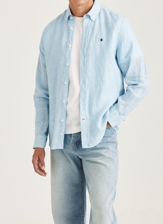 linne skjorta douglas linen shirt linne morris button down sommar blue light blue blå