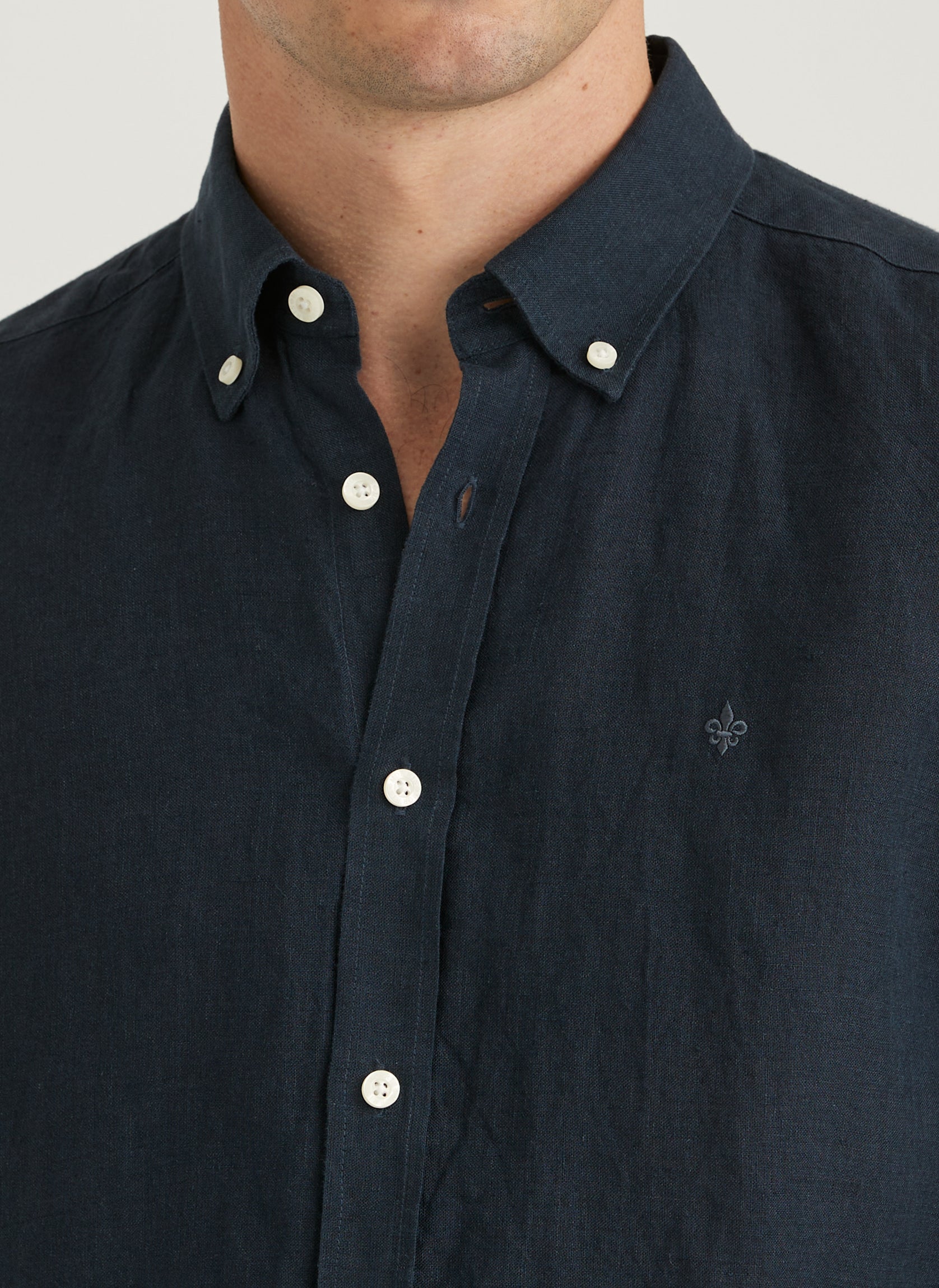 linne skjorta douglas linen shirt linne morris button down sommar sval blå blue navy