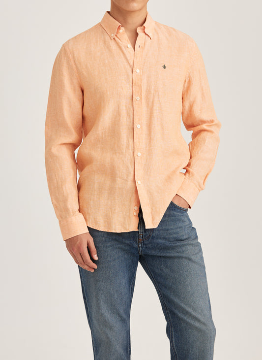 linne skjorta douglas linen shirt linne morris button down sommar orange