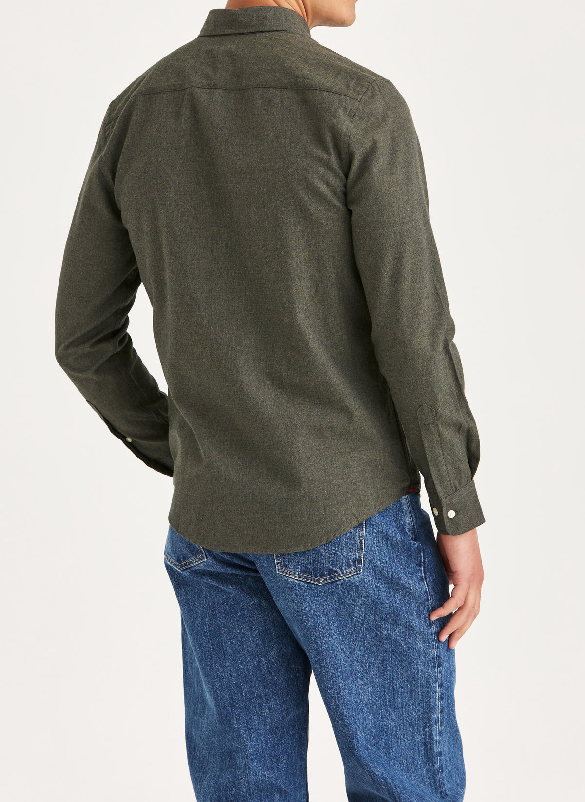 skjorta shirt morris watts flannel shirt slim fit button down bomull olive green grön fri frakt stenungsund