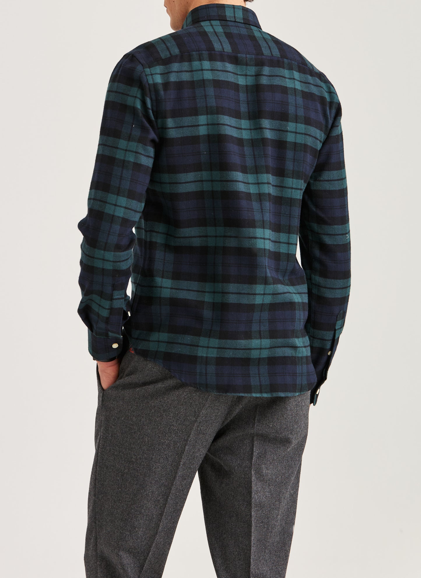 skjorta shirt morris soft twill tartan rutig button down slim fit navy blå blue green grön