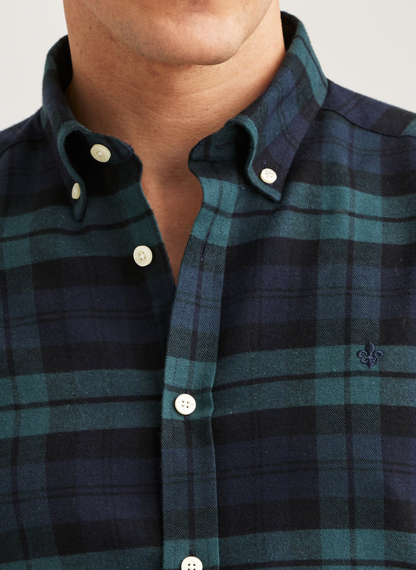 skjorta shirt morris soft twill tartan rutig button down slim fit navy blå blue green grön