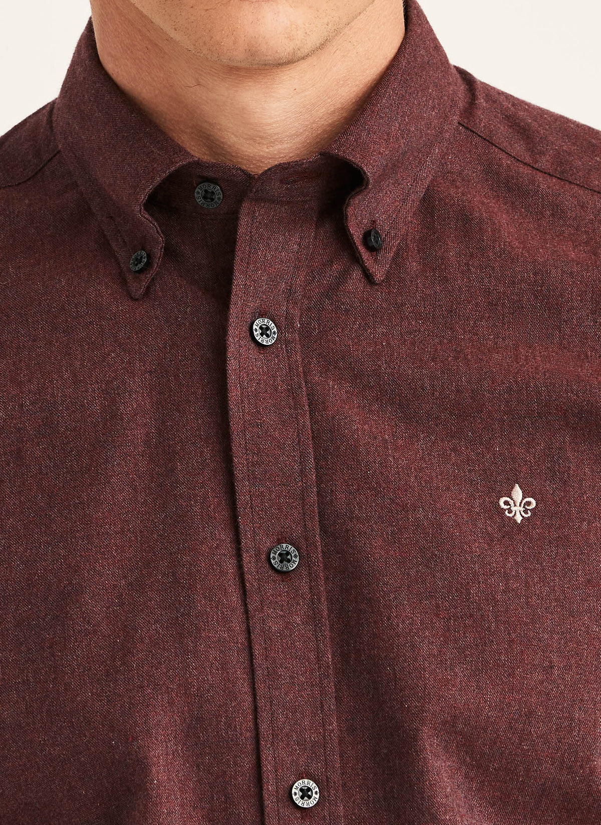 skjorta shirt morris watts flannel shirt slim fit button down bomull wine red vinröd röd fri frakt stenungsund
