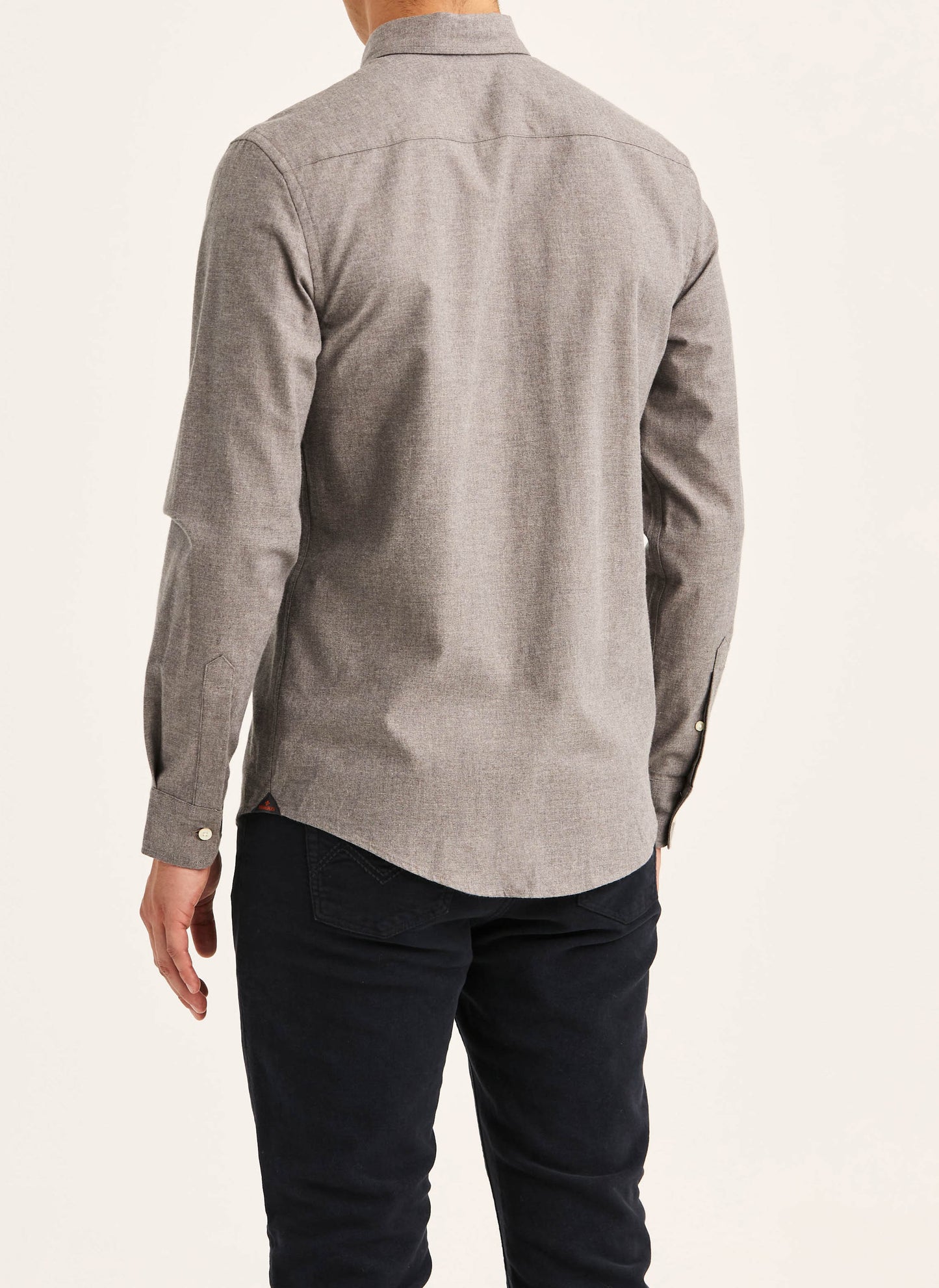 skjorta shirt morris watts flannel shirt slim fit button down bomull brun brown fri frakt stenungsund