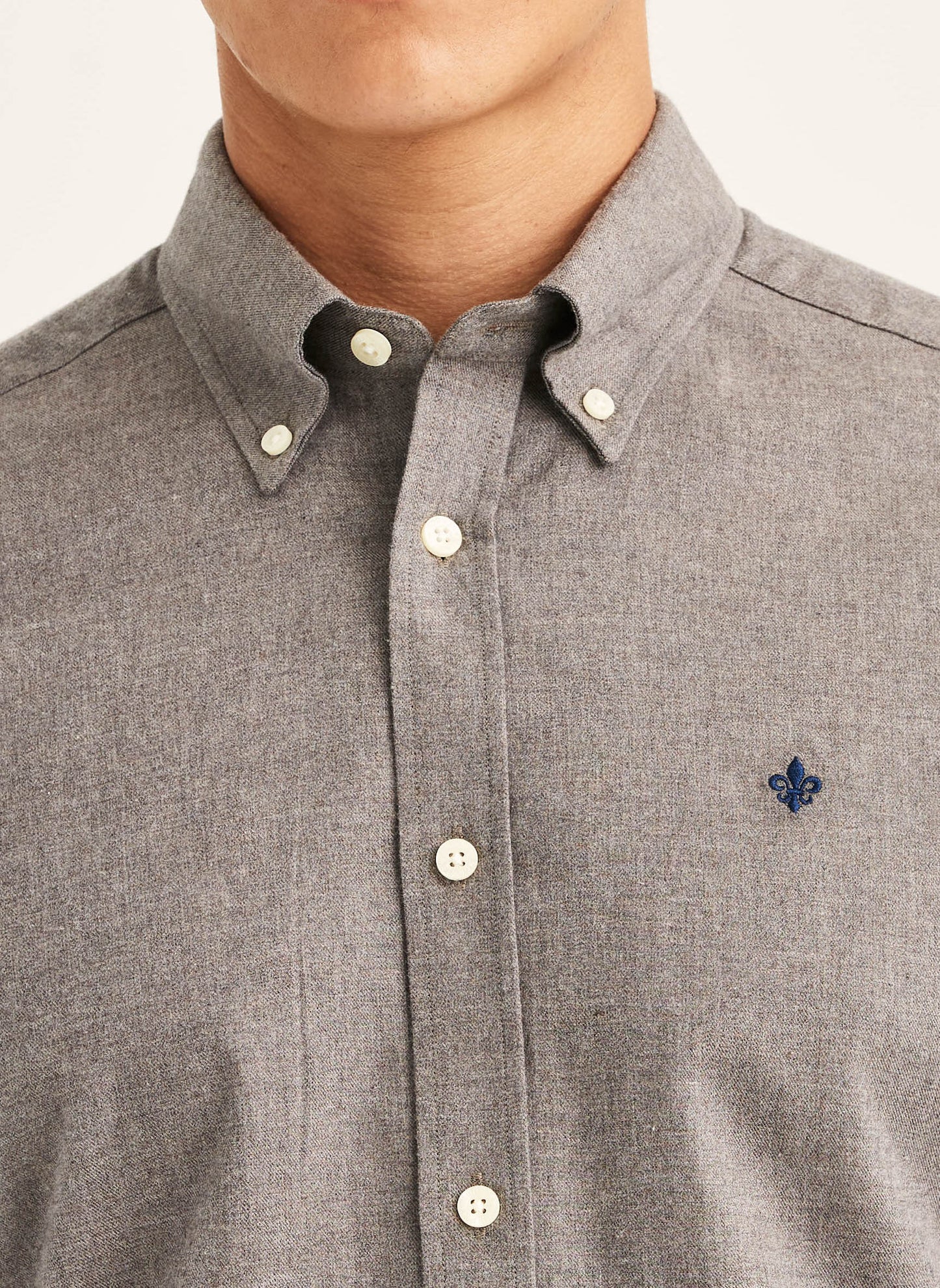 skjorta shirt morris watts flannel shirt slim fit button down bomull brun brown fri frakt stenungsund