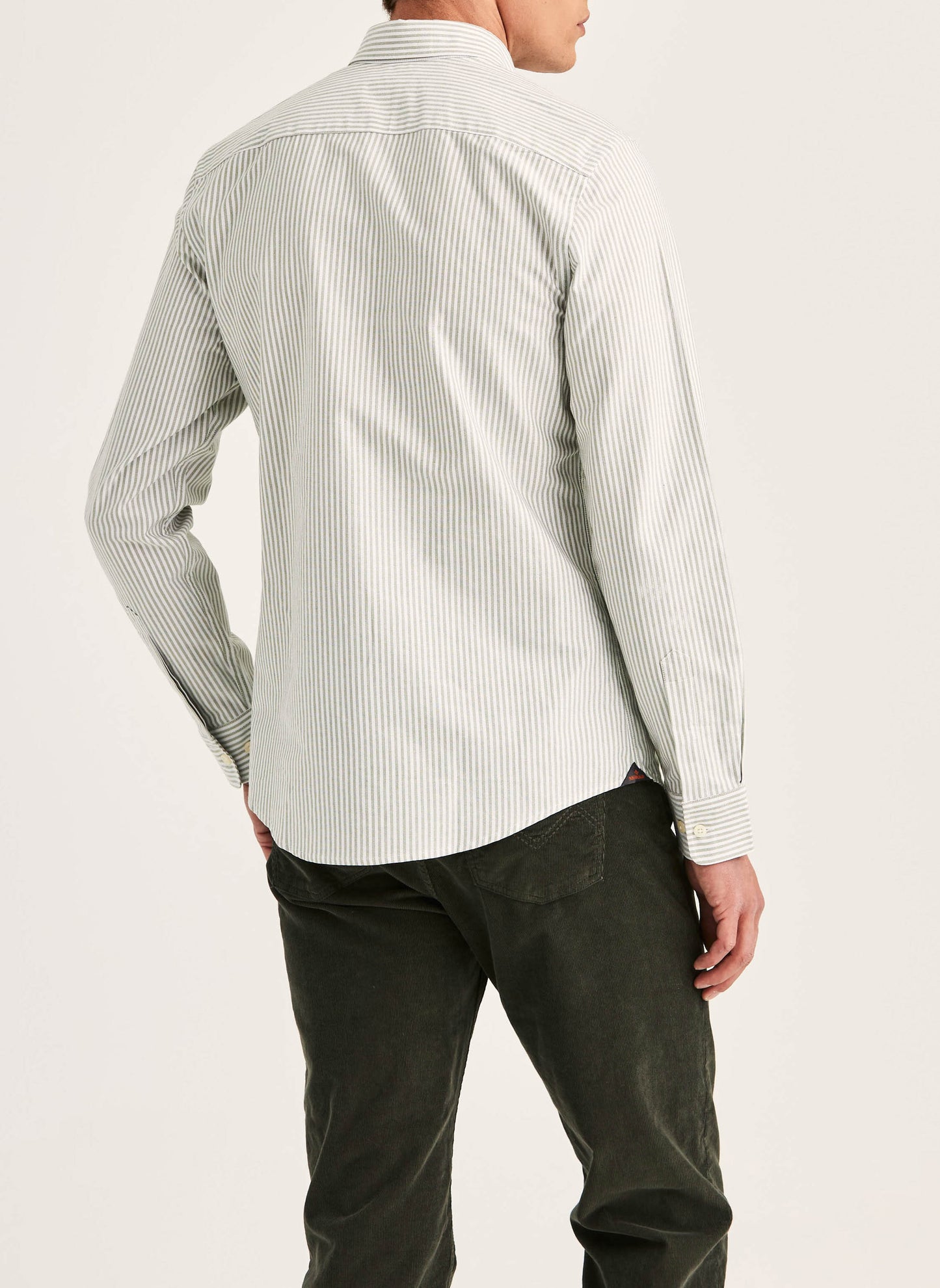 skjorta shirt morris douglas oxford stripe randig button down bomull olive green grön white vit fri frakt stenungsund