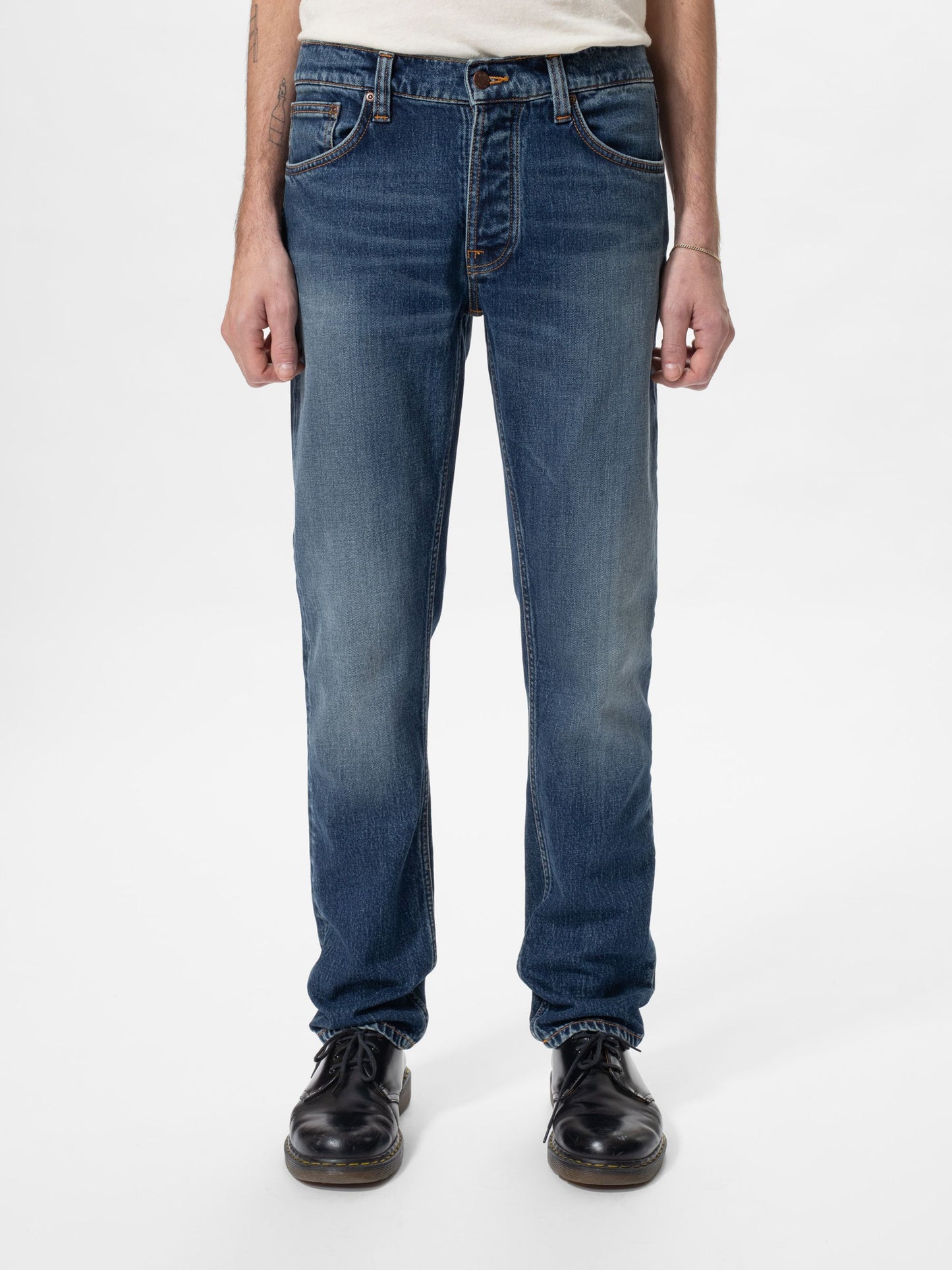 solid ollie wild blue nudie jeans denim slim fit stretch nudiejeans