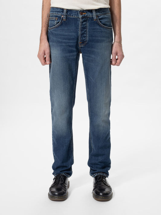 solid ollie wild blue nudie jeans denim slim fit stretch nudiejeans