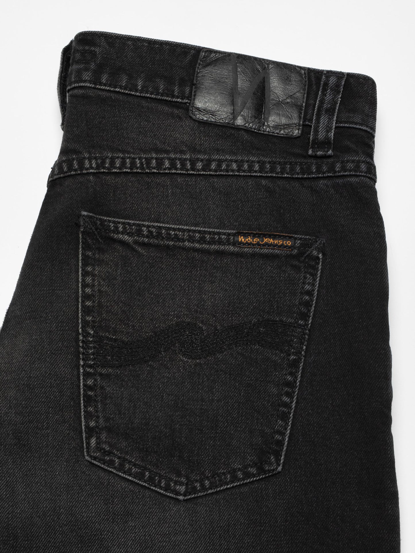 solid ollie black force  nudie jeans denim slim fit stretch nudiejeans ekologiskbomull grey grå