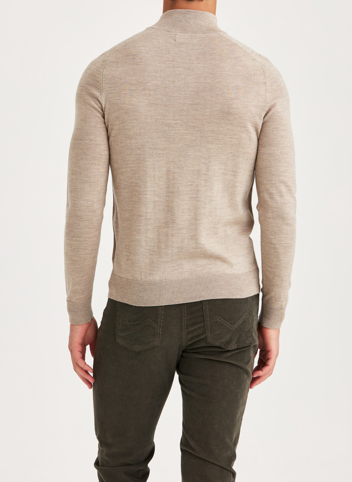 tröja morris merino mohn zip ull dragkedja sweater halfzip olive khaki sand beige