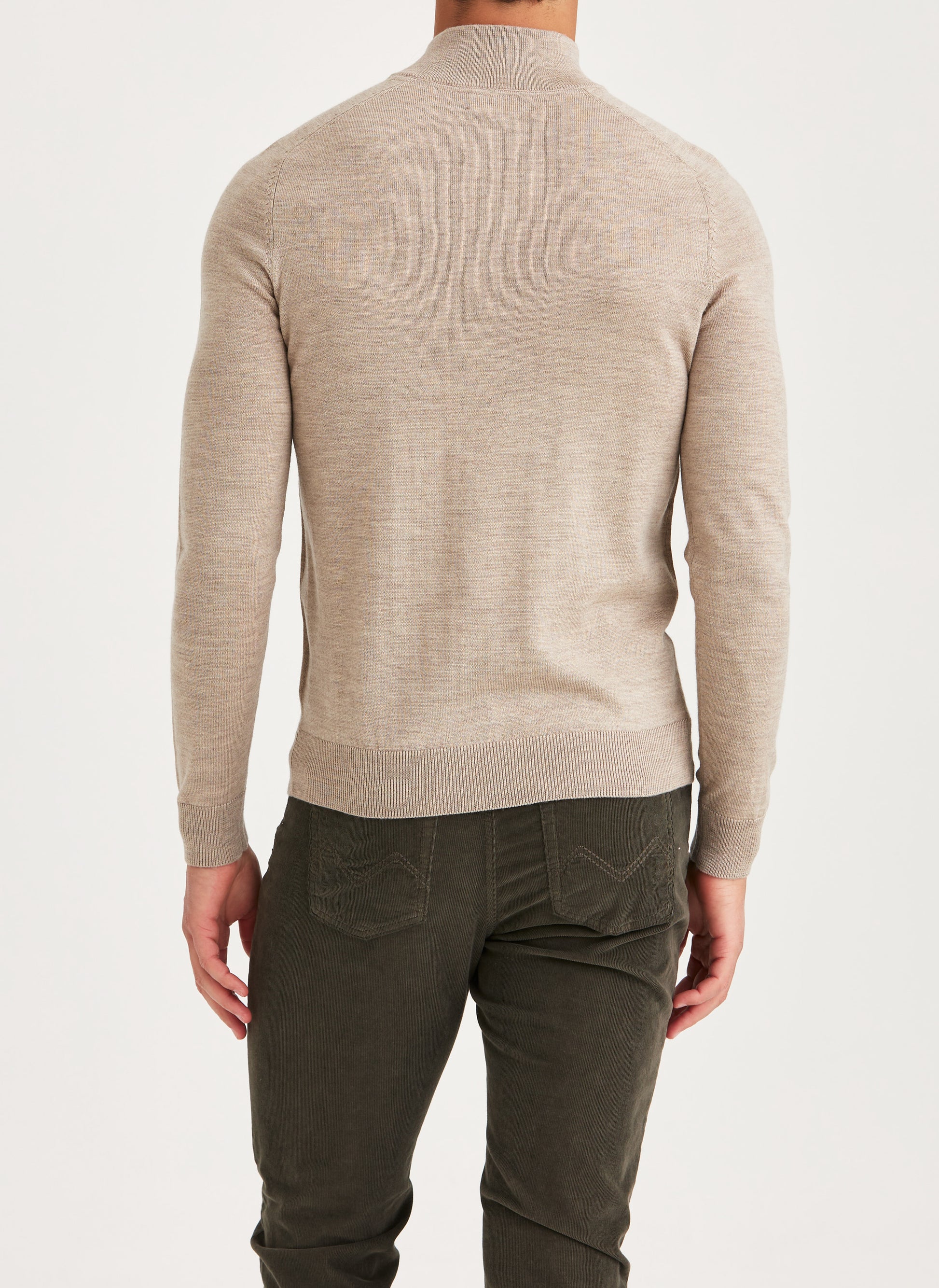 tröja morris merino mohn zip ull dragkedja sweater halfzip olive khaki sand beige