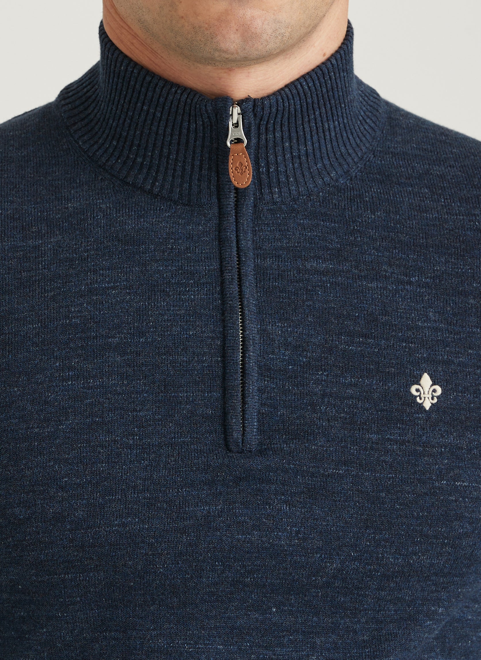 tröja morris randall half zip knit sweater dragkedja navy blue blå