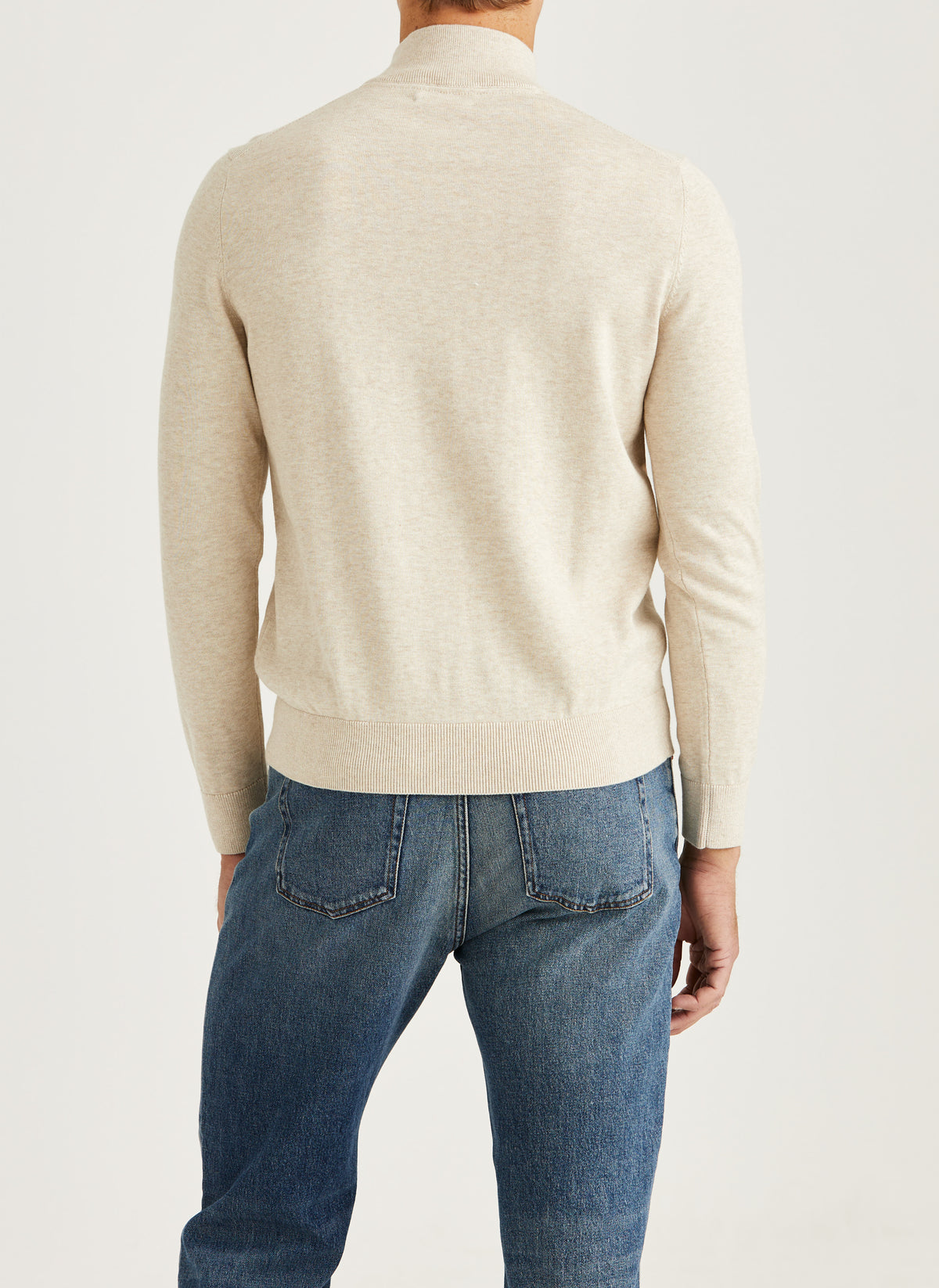 tröja knit riley half zip morris dragkedja krage sweater bomull khaki sand beige