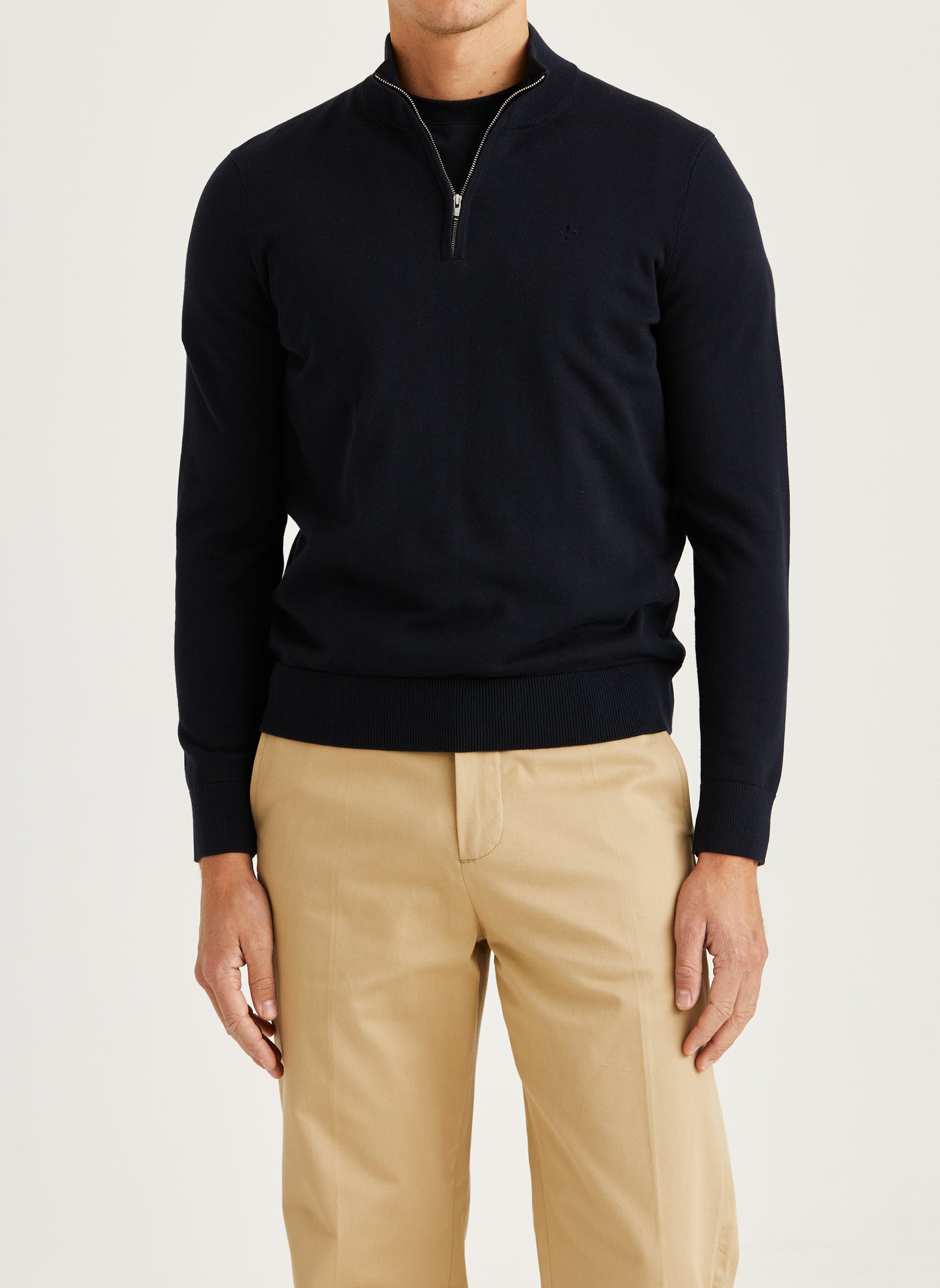 tröja knit riley half zip morris dragkedja krage sweater bomull old blue blå navy