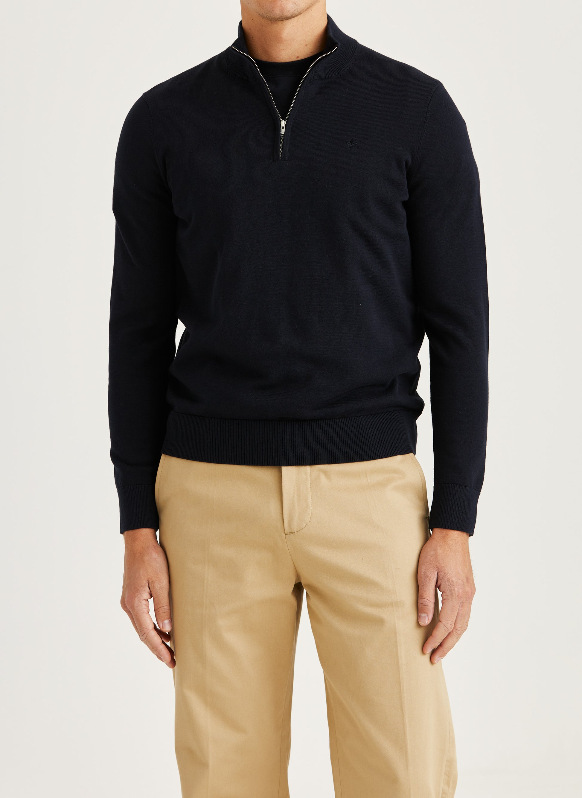 tröja knit riley half zip morris dragkedja krage sweater bomull old blue blå navy