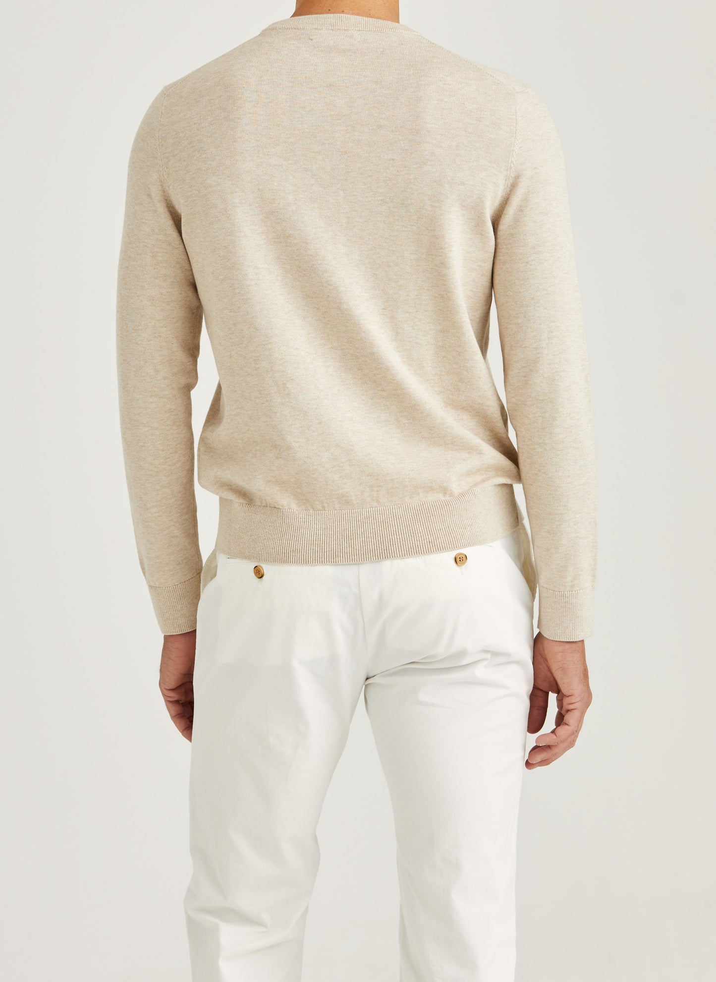 tröja knit morris riley oneck sweater stickad bomull khaki sand beige