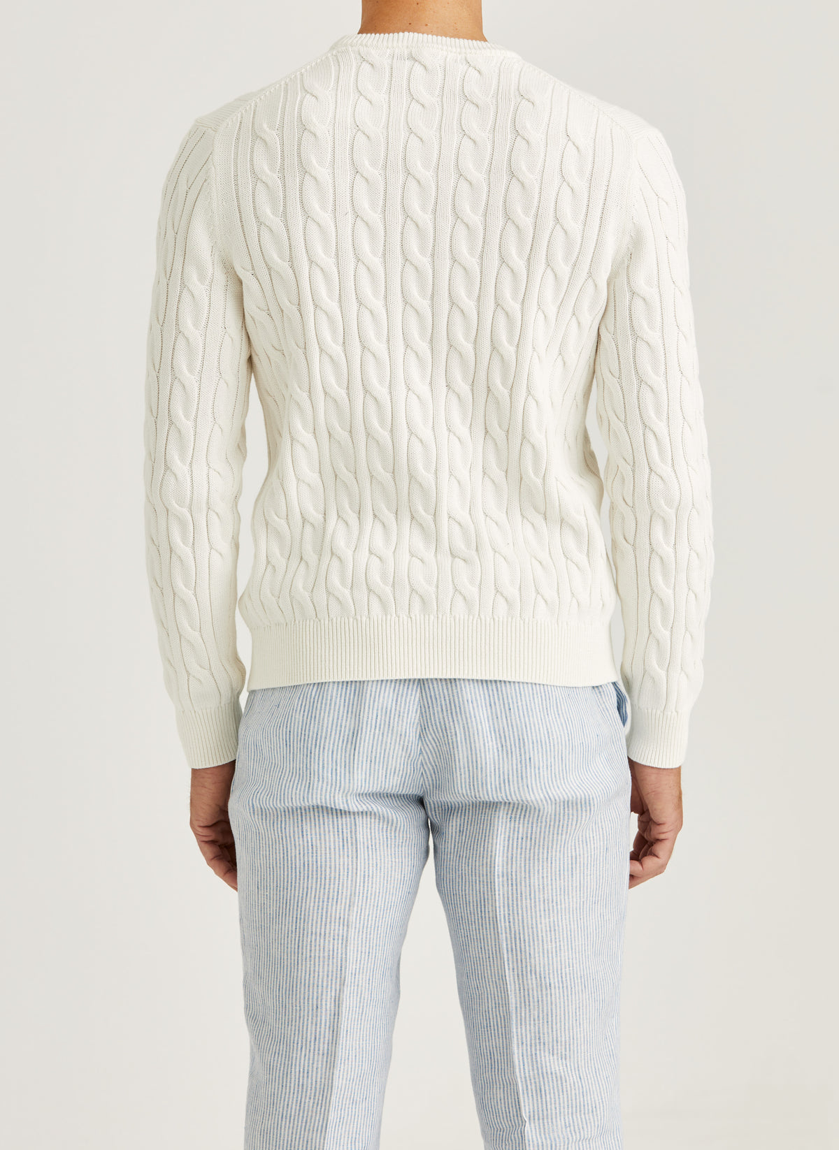 tröja knit morris ethan cable oneck sweater stickad offwhite vit white