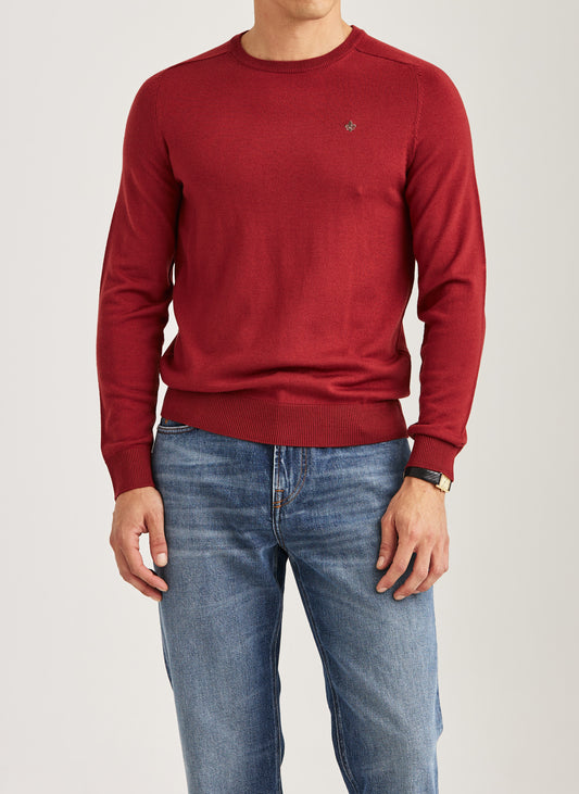 tröja morris merino oneck knit sweater ull red röd