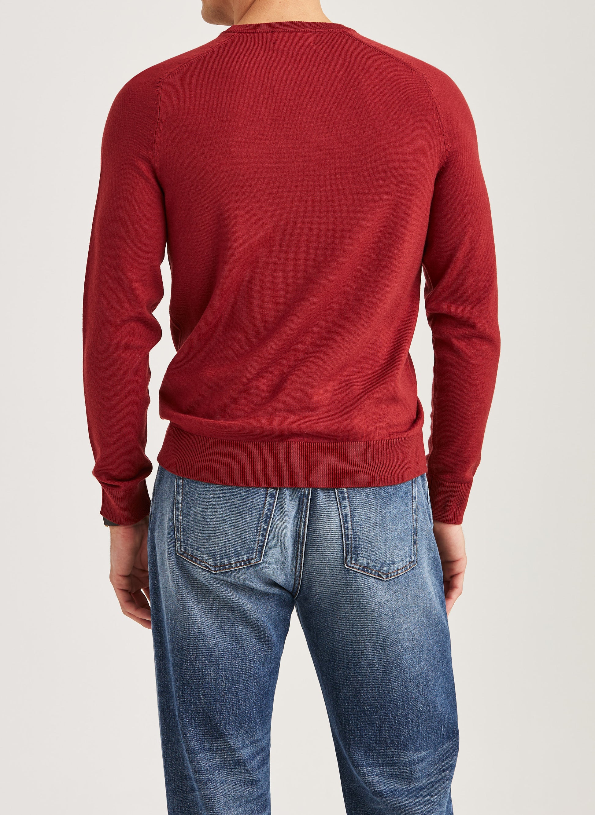 tröja morris merino oneck knit sweater ull red röd