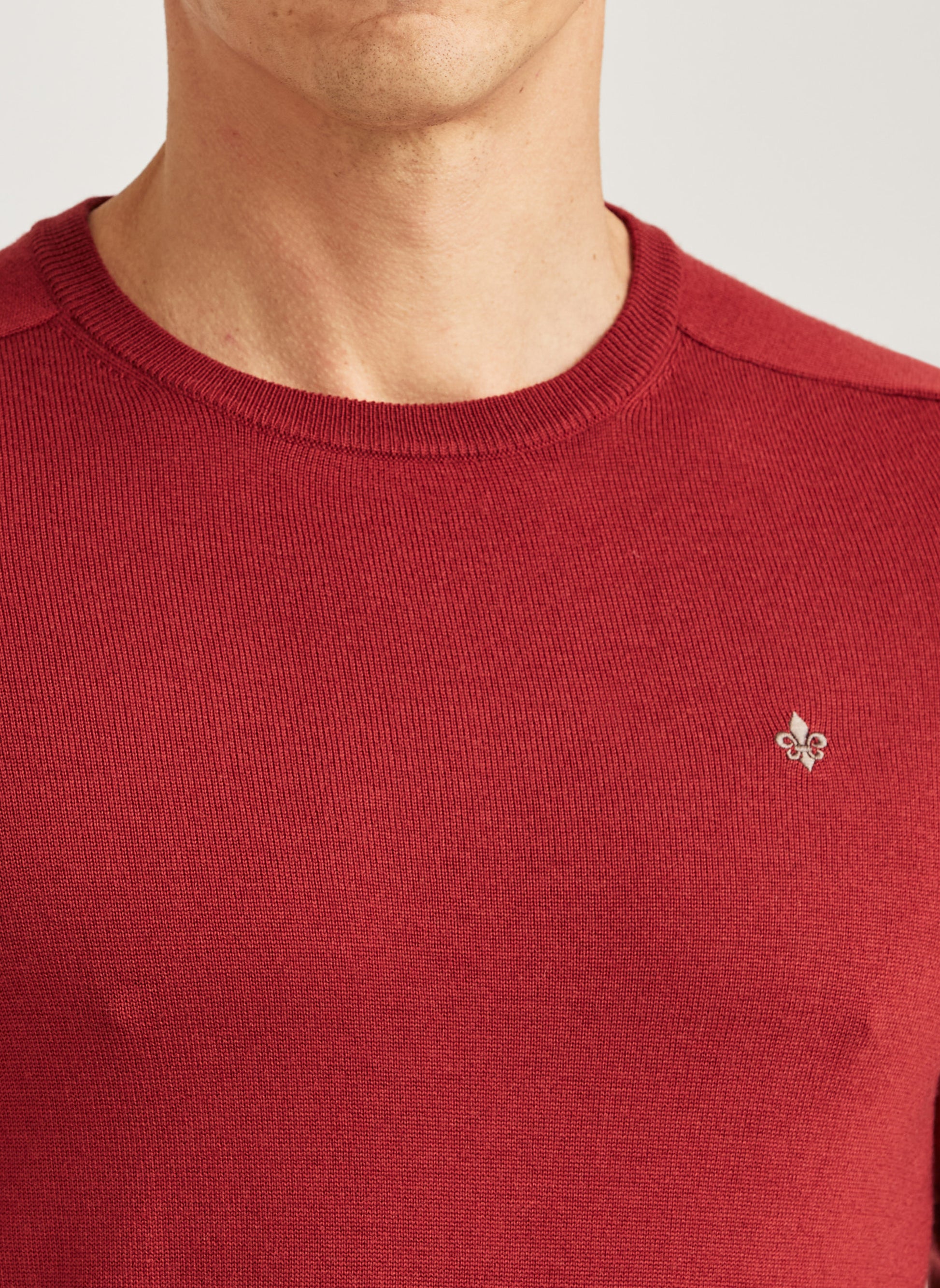 tröja morris merino oneck knit sweater ull red röd