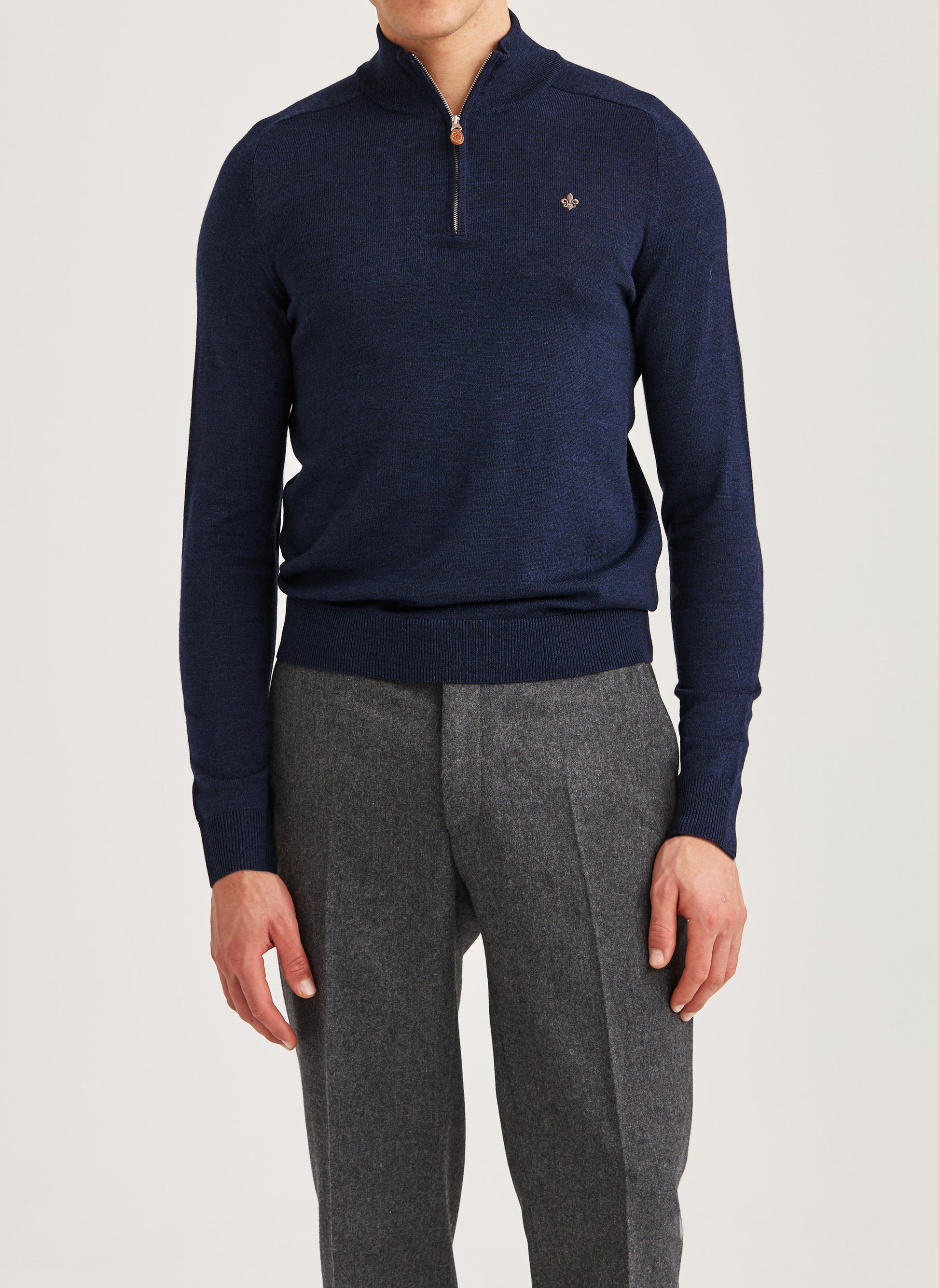 tröja morris merino mohn zip ull dragkedja sweater halfzip olive blue navy blå