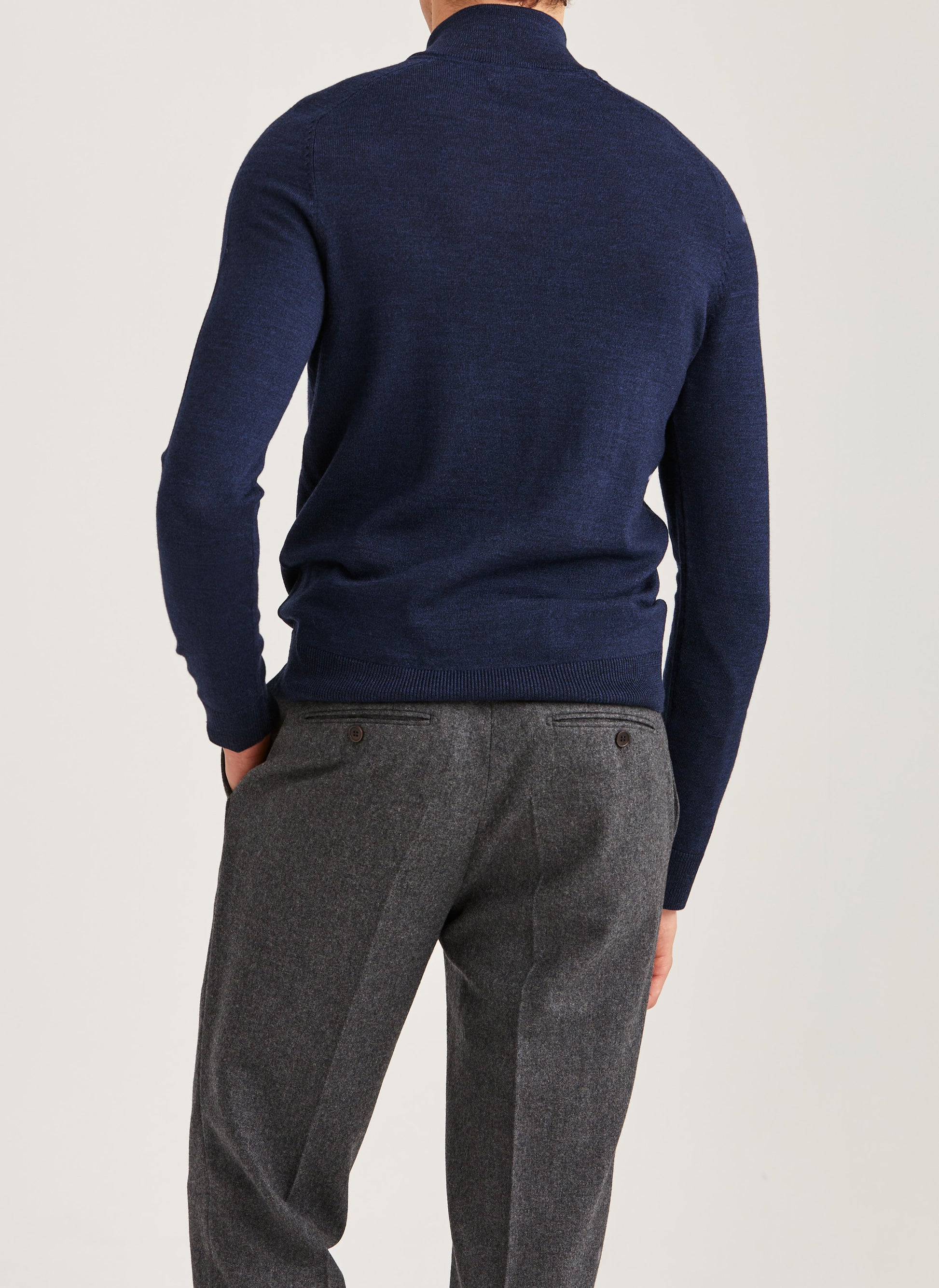 tröja morris merino mohn zip ull dragkedja sweater halfzip olive blue navy blå