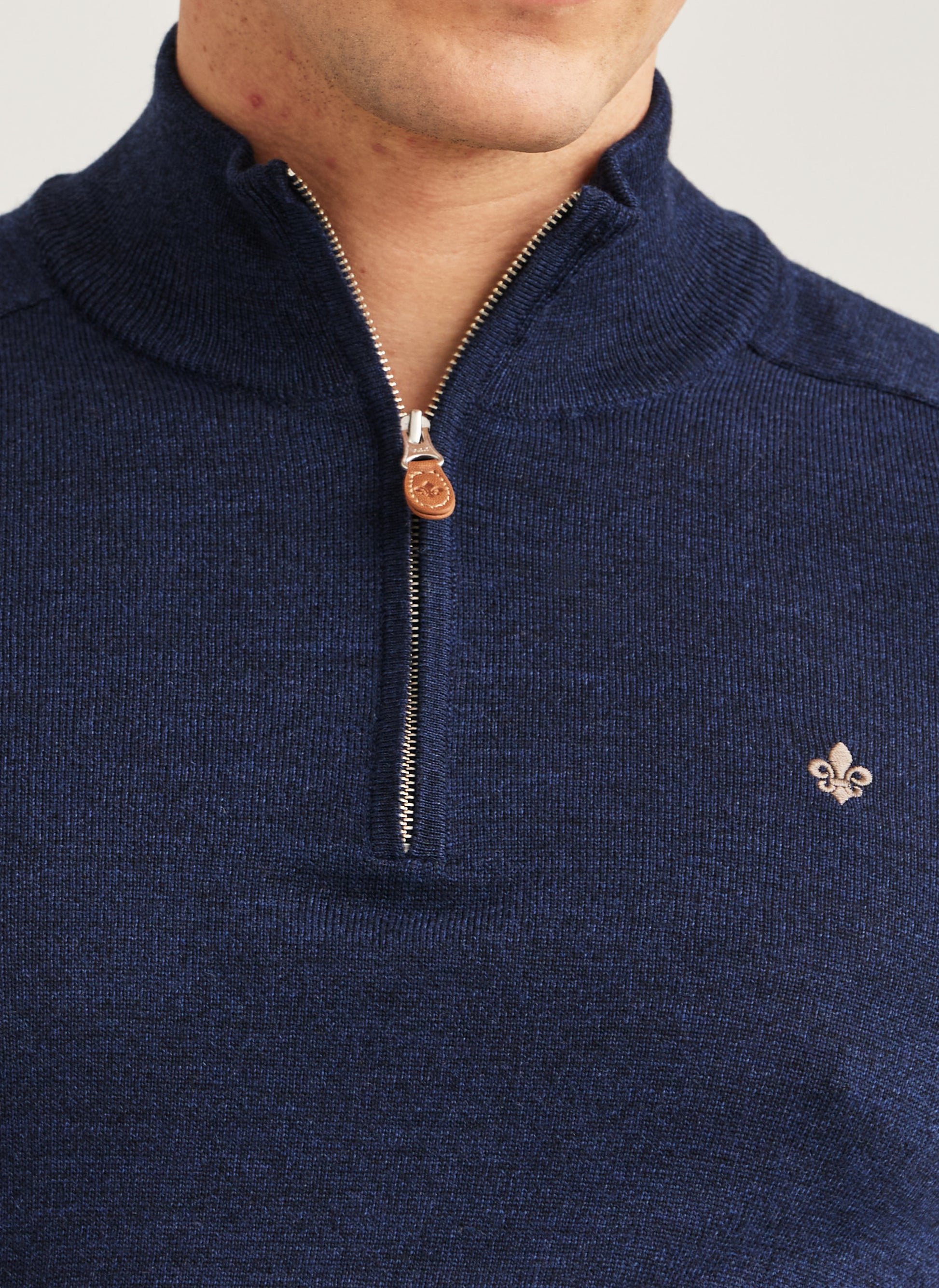 tröja morris merino mohn zip ull dragkedja sweater halfzip olive blue navy blå