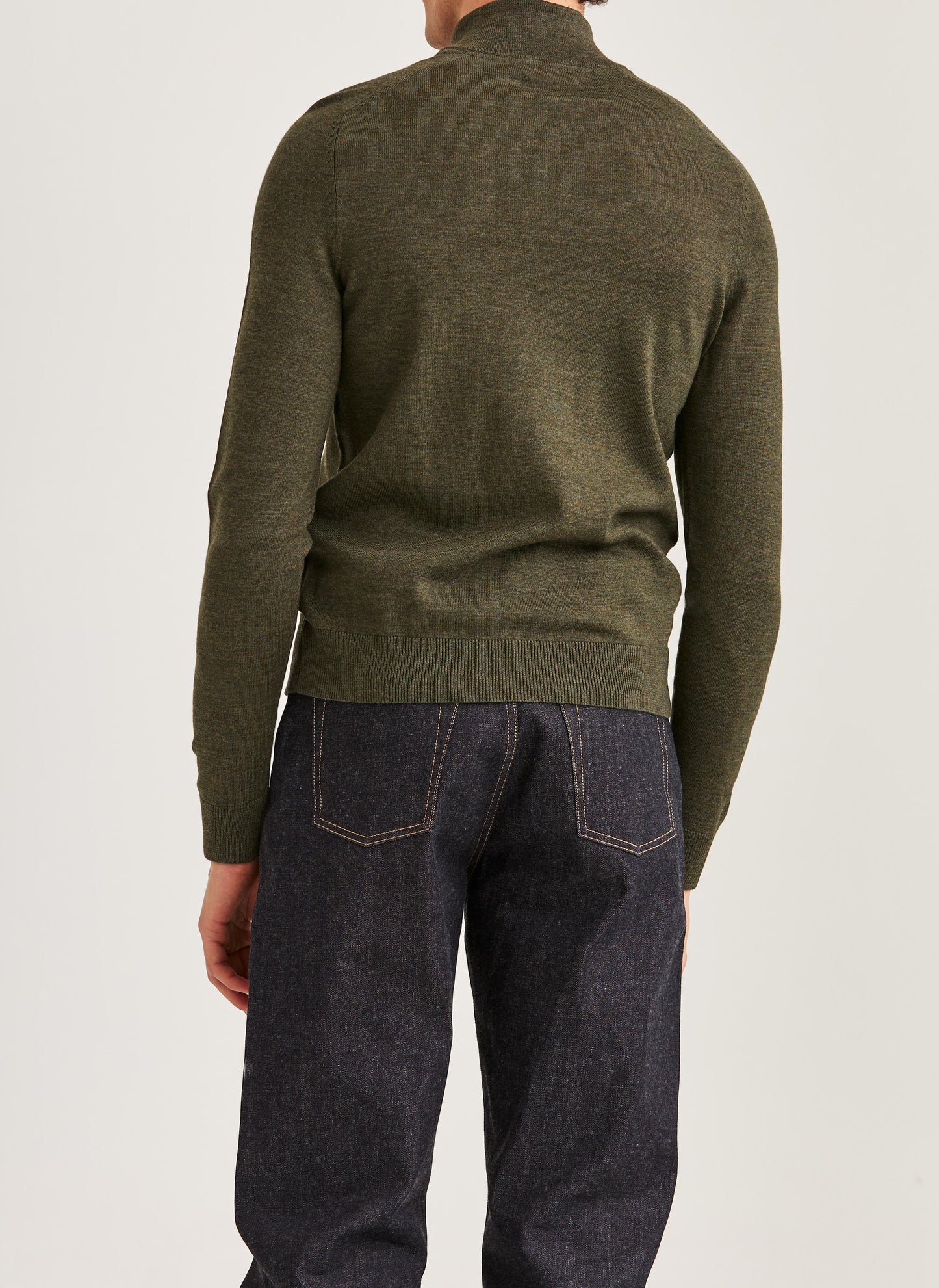 tröja morris merino mohn zip ull dragkedja sweater halfzip olive green grön