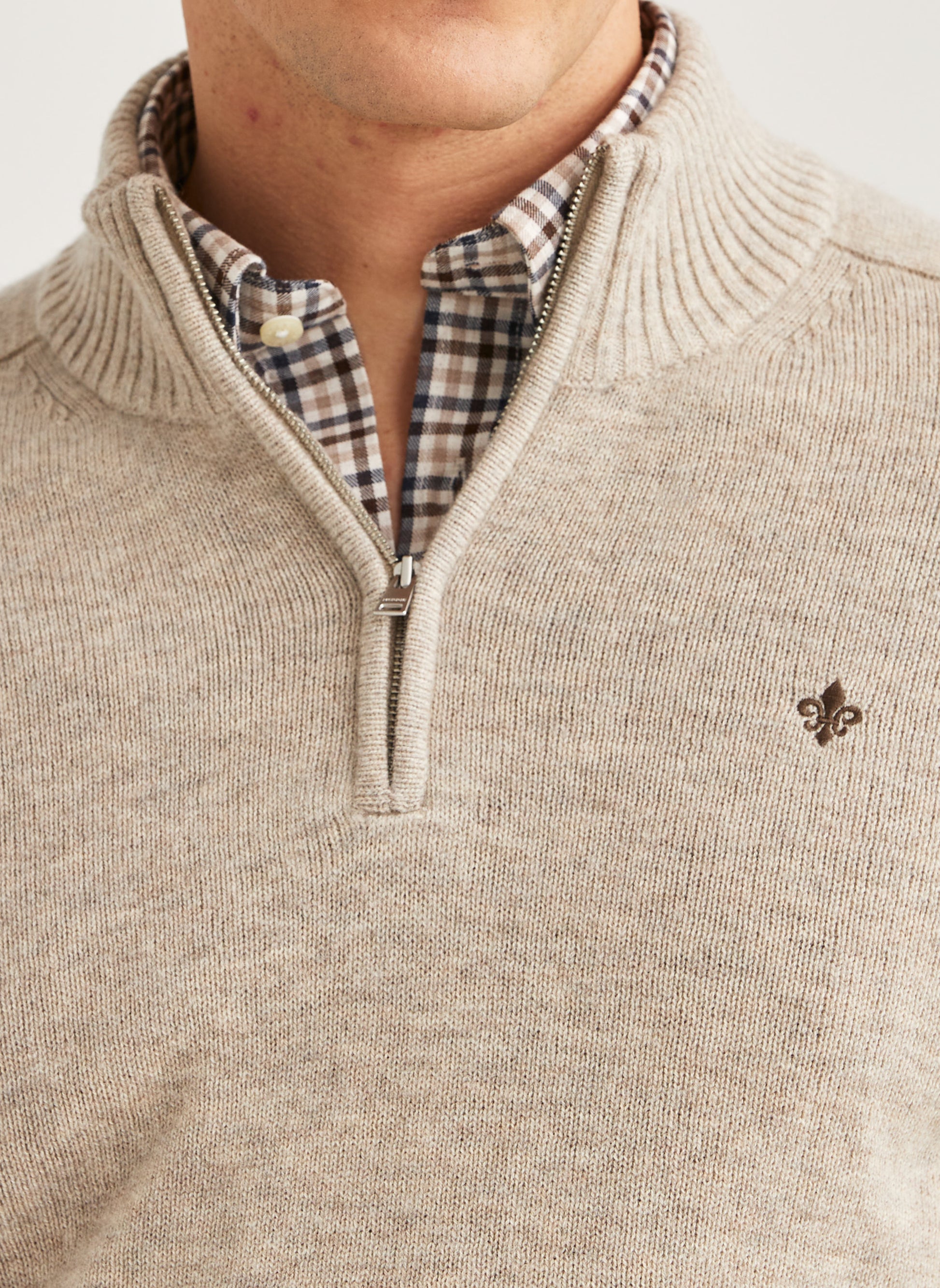 tröja morris new heartford halfzip zip dragkedja sweater merino ull khaki sand beige