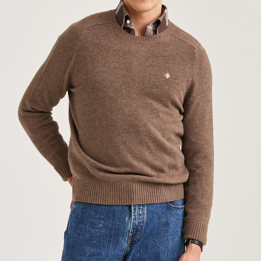 tröja morris heartford sweater merino ull brown brun knit